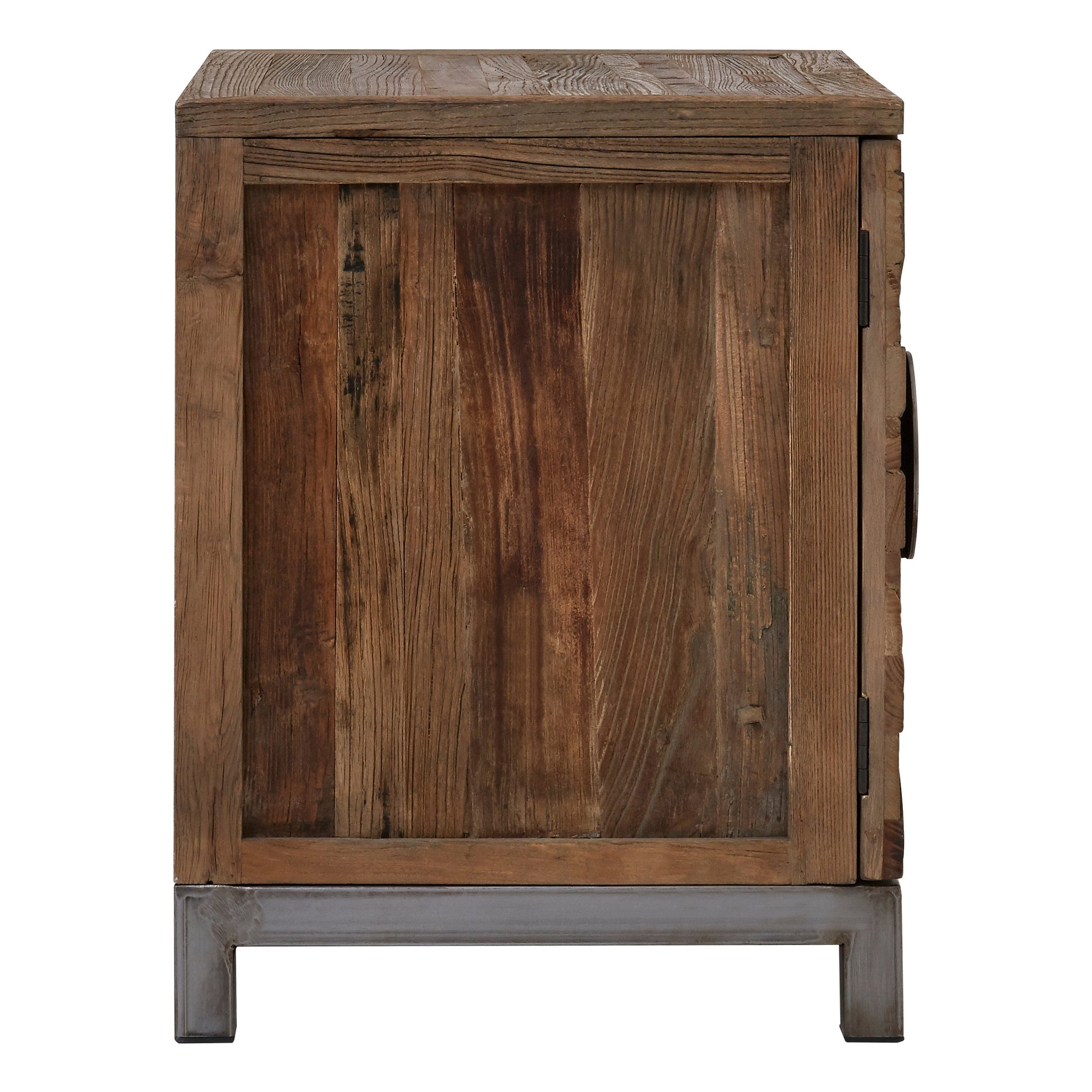 Midaro Small 2 Door Elm Wood Cabinet with Circular Handles  Nicholas John Interiors