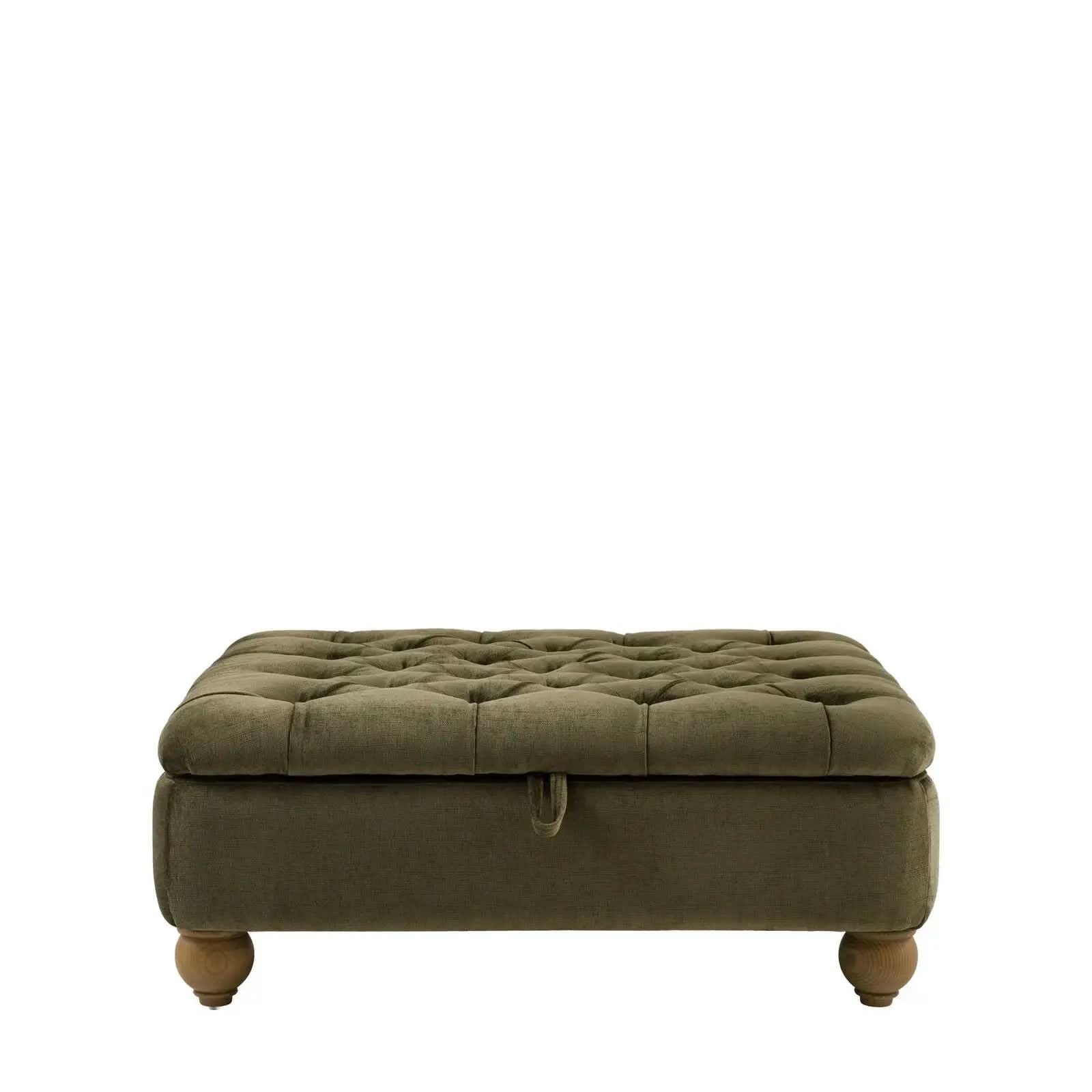 Mila Chesterfield Footstool - Celine Olive   Nicholas John Interiors