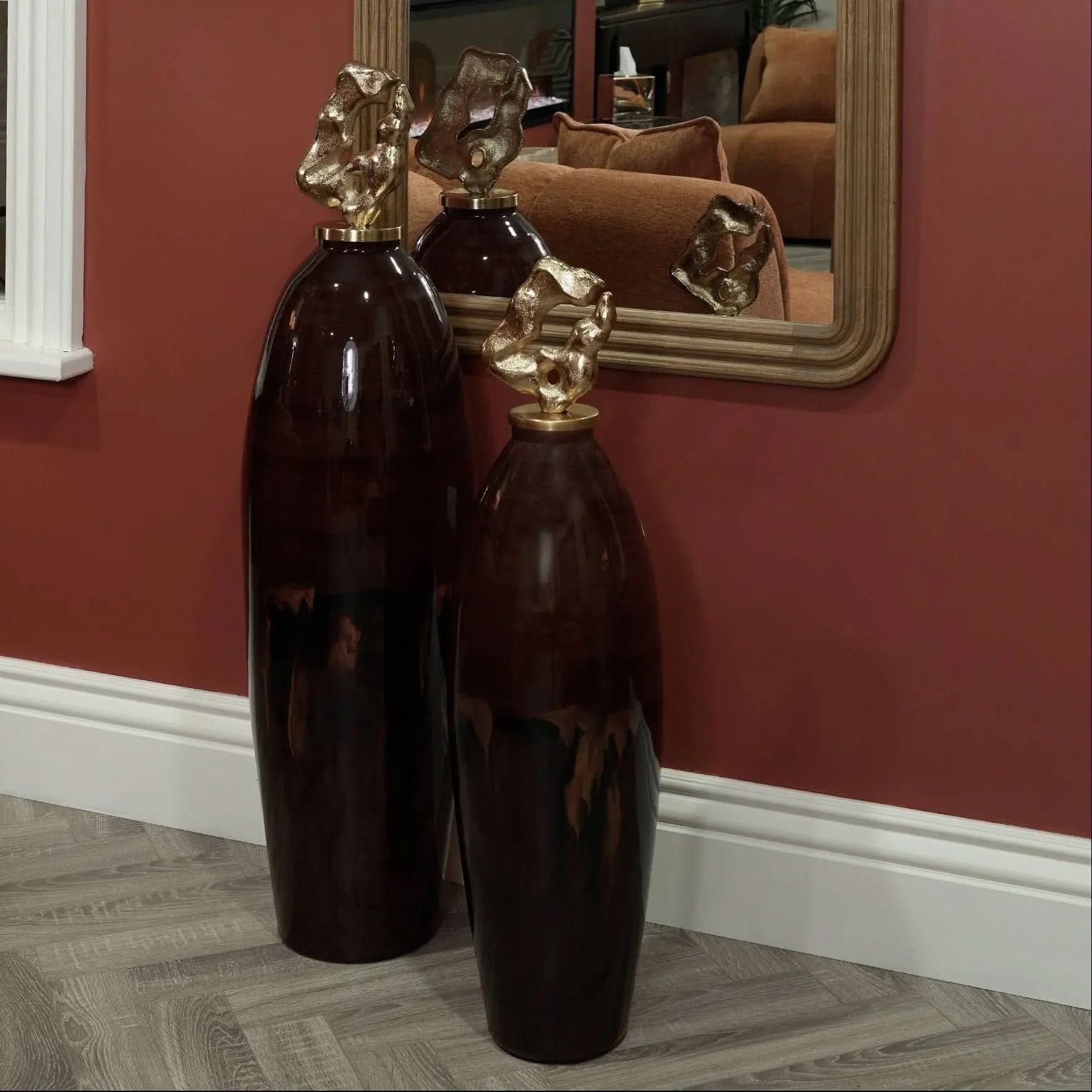 Mindy Brownes Anika Jar Large Burgundy Decorative Jar   Nicholas John Interiors