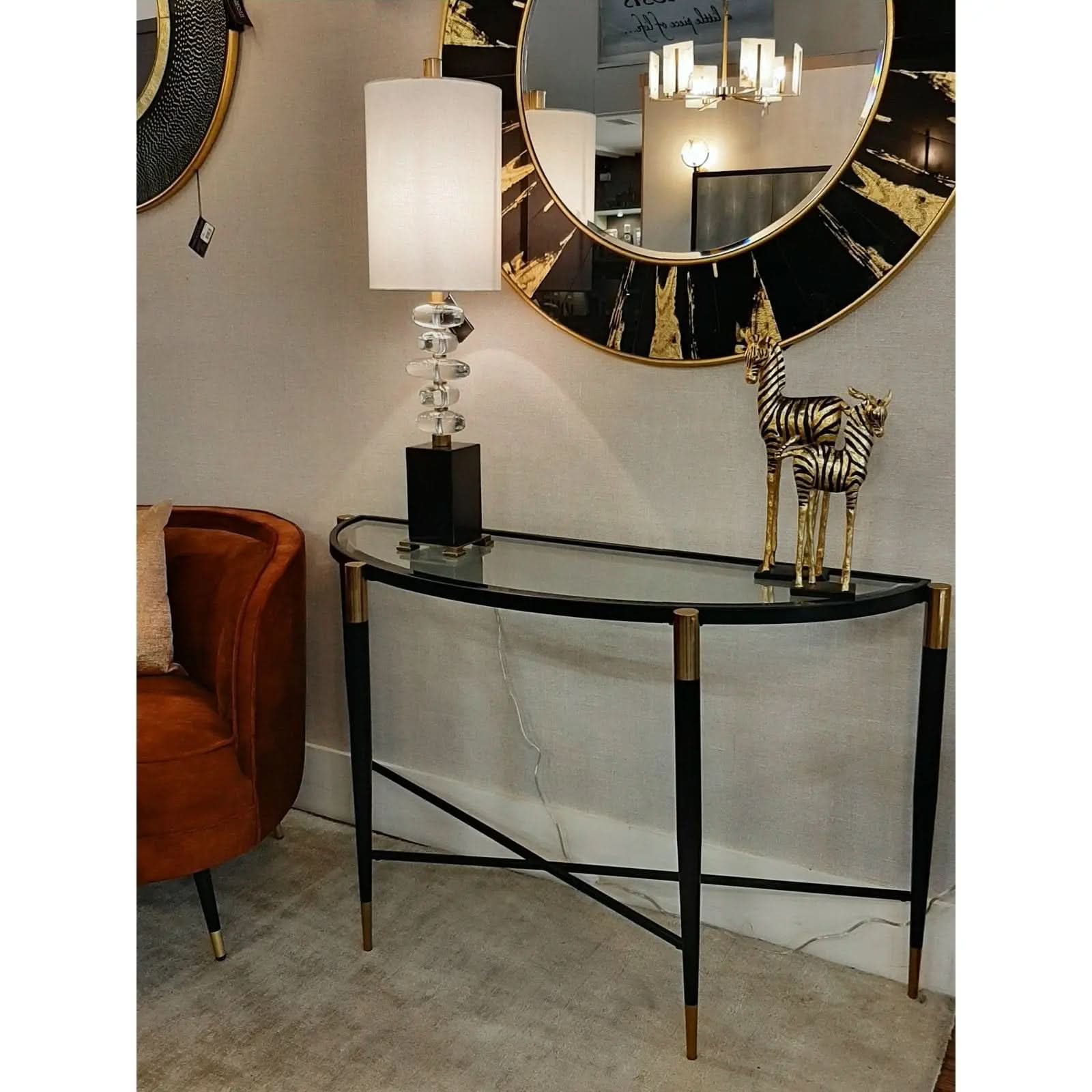 Mindy Brownes Harlinne Console Table Black Brass   Nicholas John Interiors