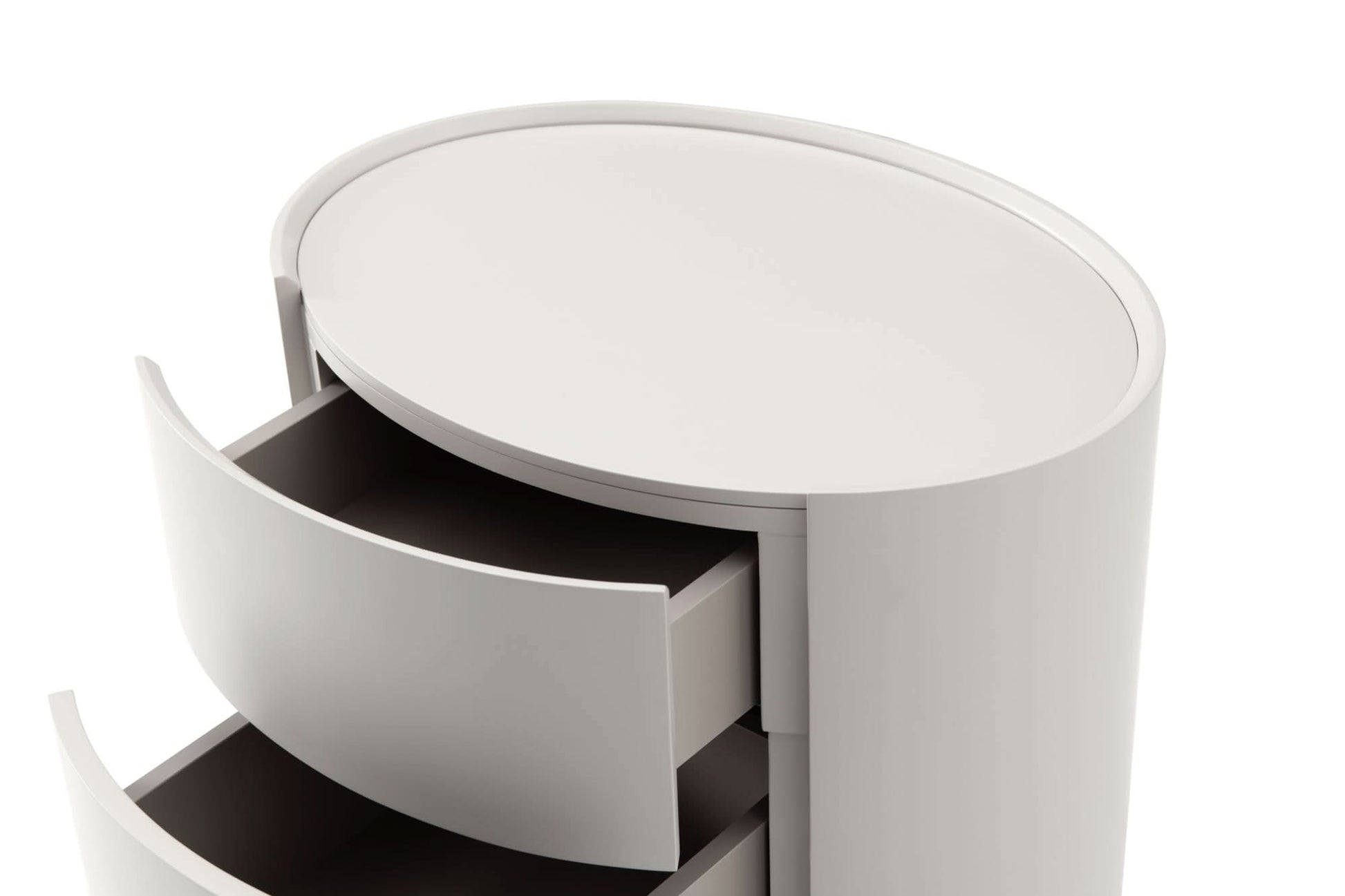 Tommy Franks Ming Bedside Table - Matte Beige   Nicholas John Interiors