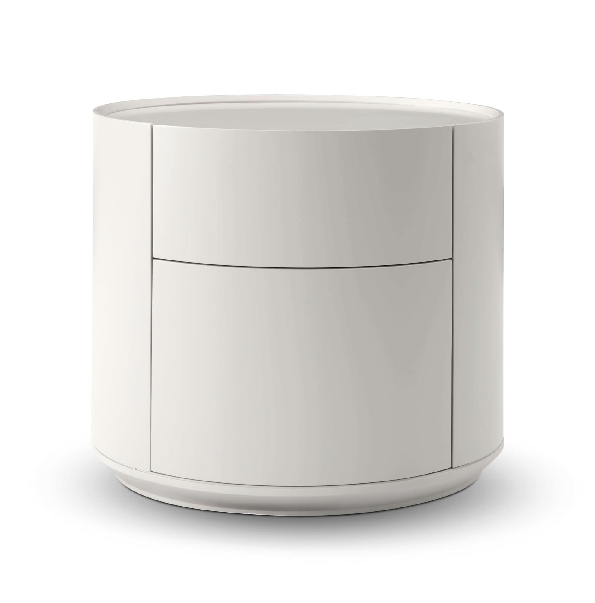 Tommy Franks Ming Bedside Table - Matte Beige   Nicholas John Interiors