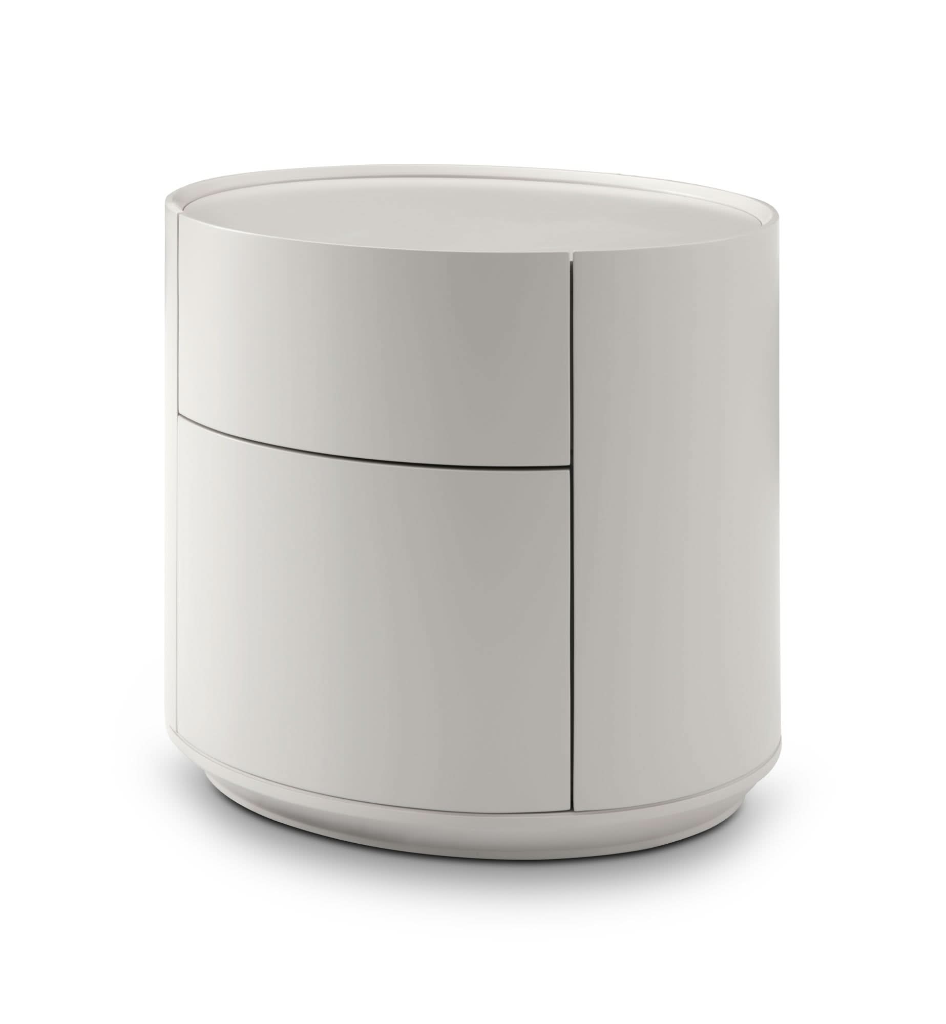 Tommy Franks Ming Bedside Table - Matte Beige   Nicholas John Interiors
