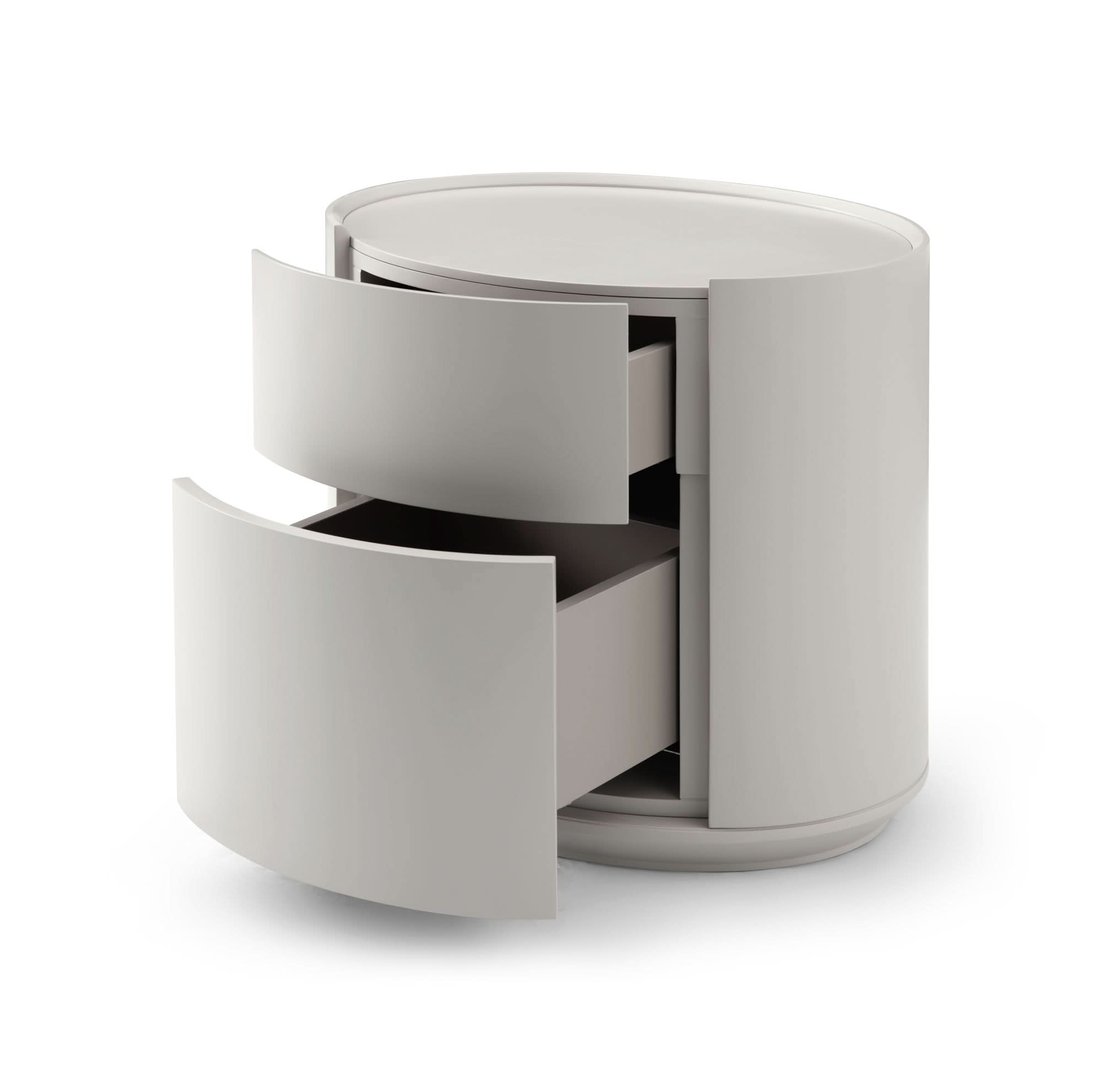 Tommy Franks Ming Bedside Table - Matte Beige   Nicholas John Interiors