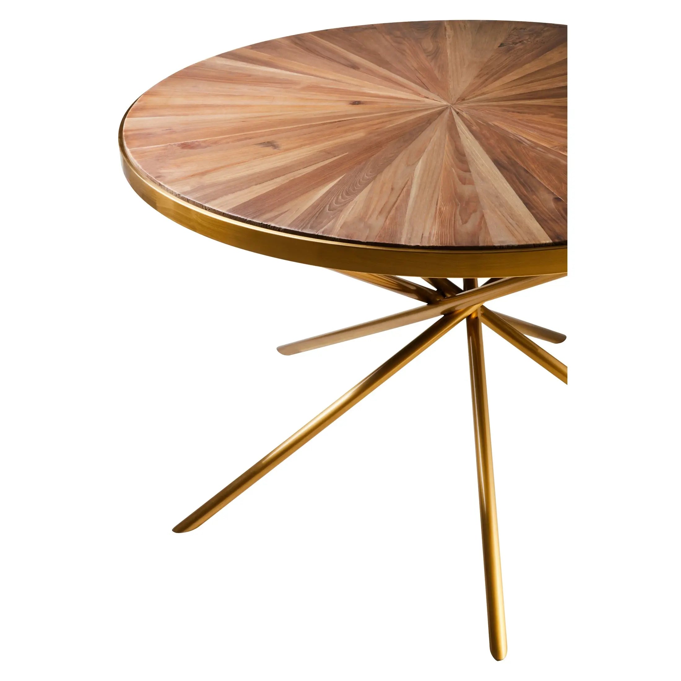 Mira Round Fir Wood Dining Table with Splayed Metallic Legs  Nicholas John Interiors