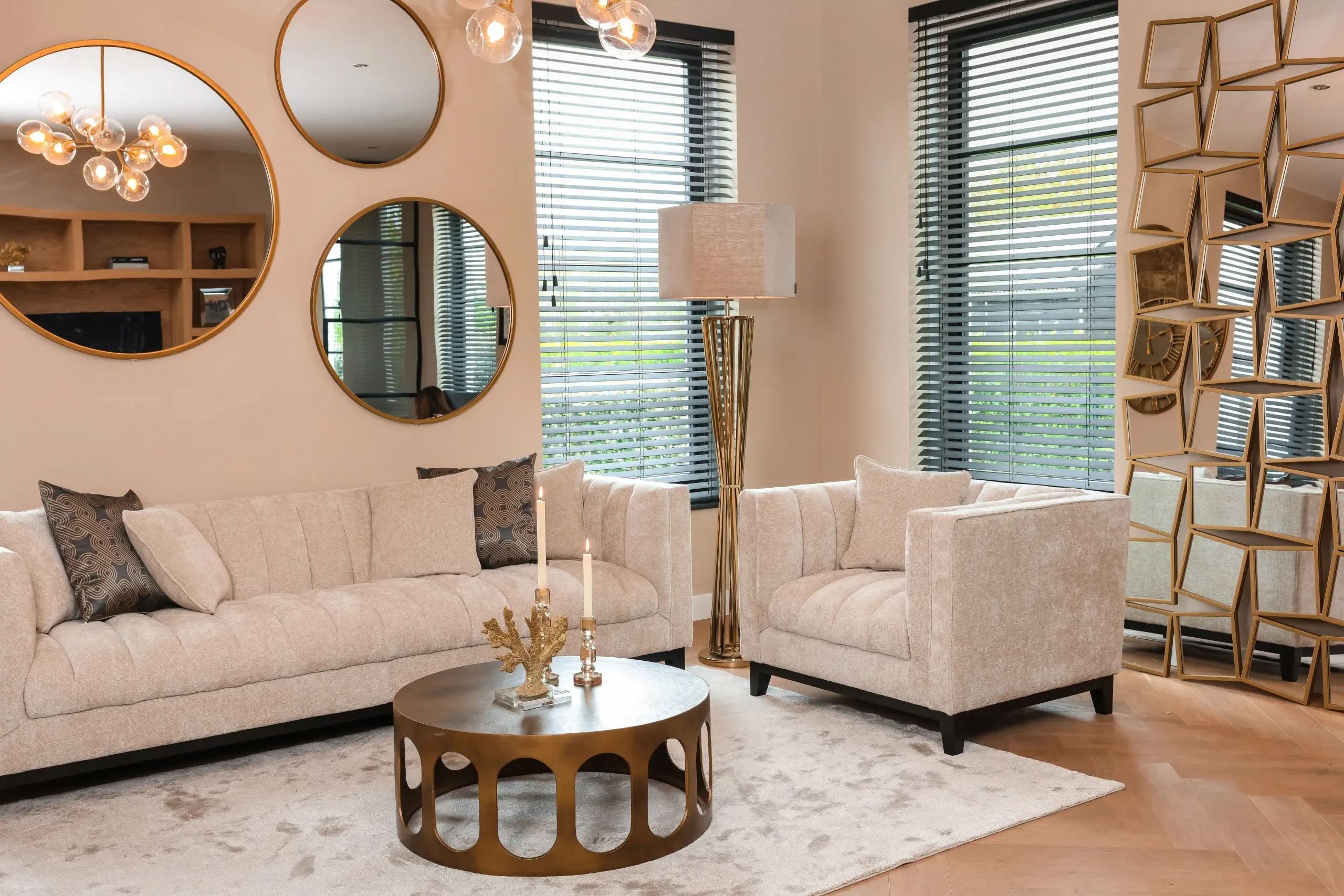 Mirror Maeron gold 70Ø   Nicholas John Interiors
