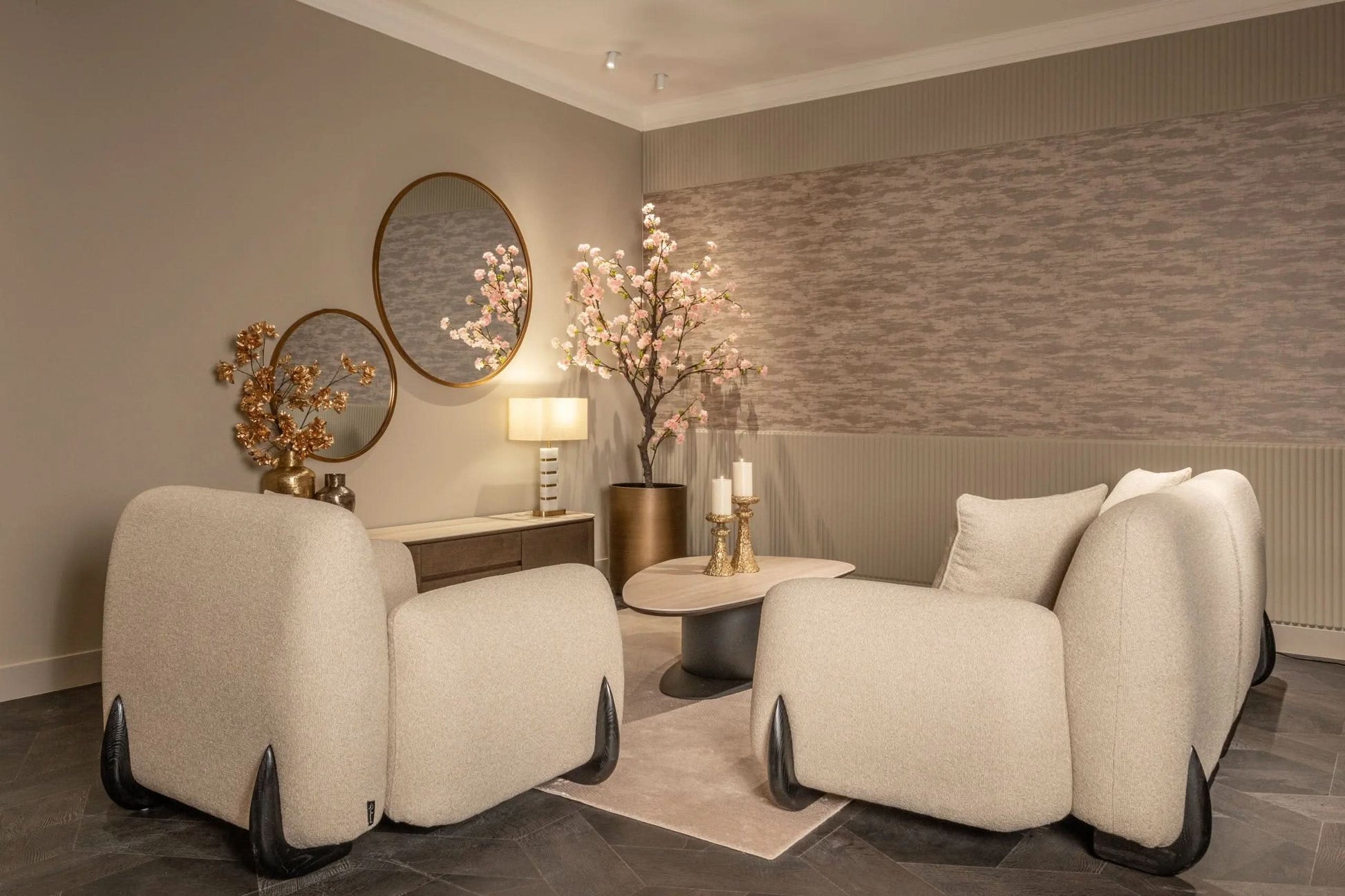 Mirror Maeron gold 70Ø   Nicholas John Interiors