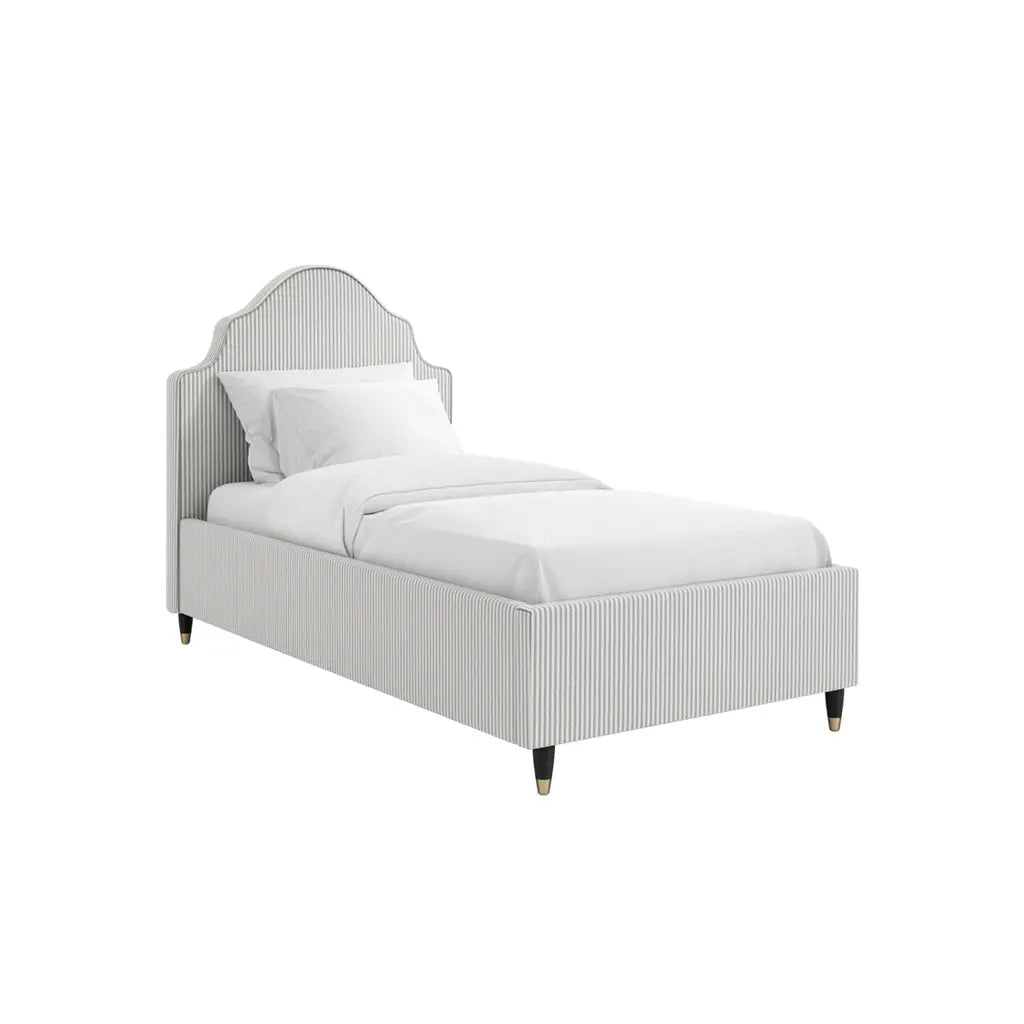 Monterey Grey Thin Stripe Single Bed   Nicholas John Interiors