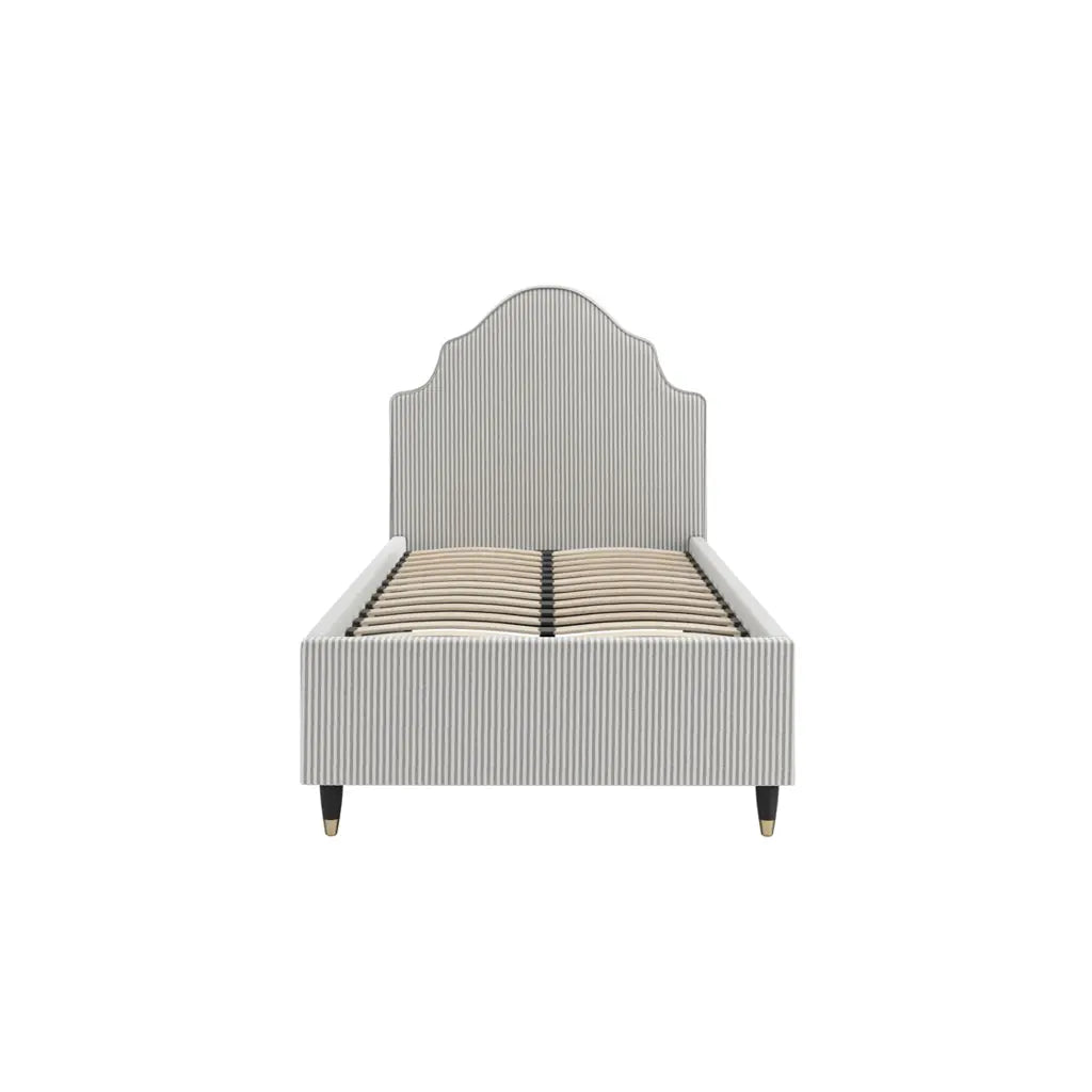 Monterey Grey Thin Stripe Single Bed   Nicholas John Interiors
