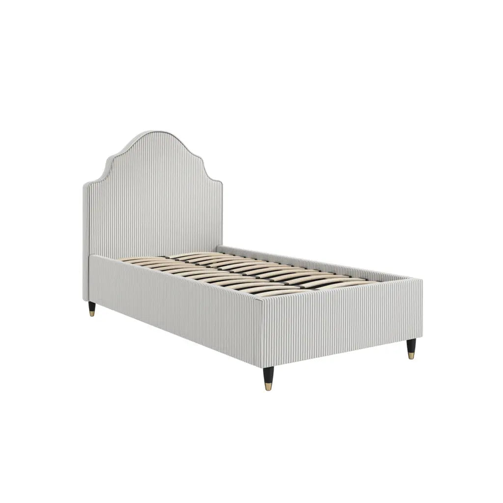 Monterey Grey Thin Stripe Single Bed   Nicholas John Interiors
