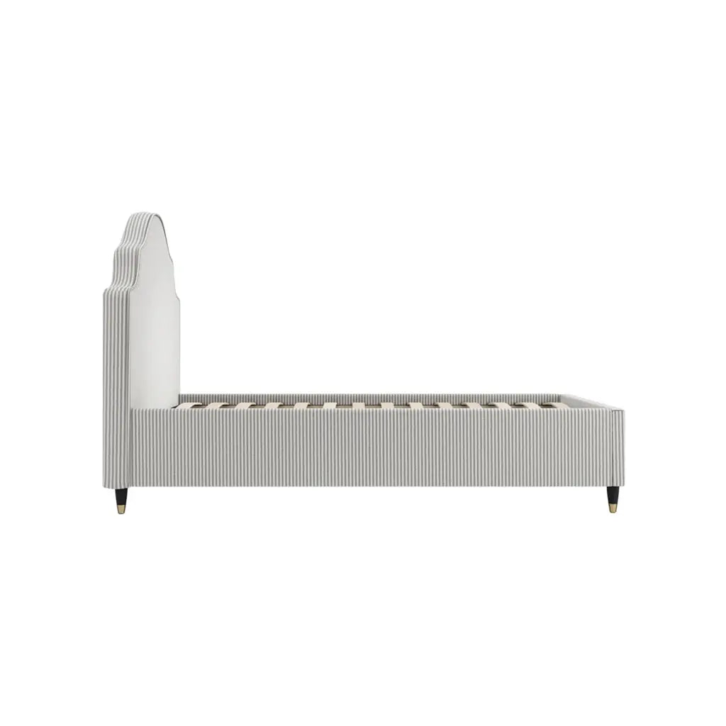 Monterey Grey Thin Stripe Single Bed   Nicholas John Interiors