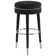 Montreal Grey Velvet Bar Stool with Rubberwood Legs   Nicholas John Interiors