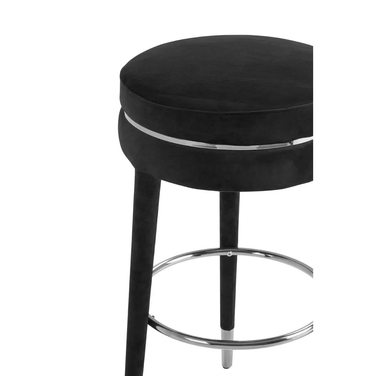 Montreal Grey Velvet Bar Stool with Rubberwood Legs   Nicholas John Interiors