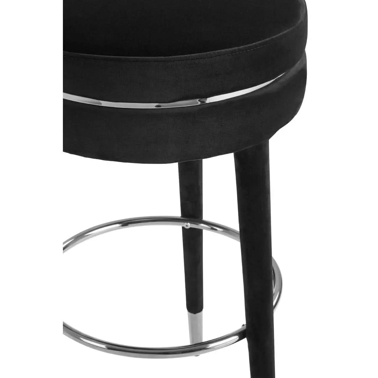 Montreal Grey Velvet Bar Stool with Rubberwood Legs   Nicholas John Interiors