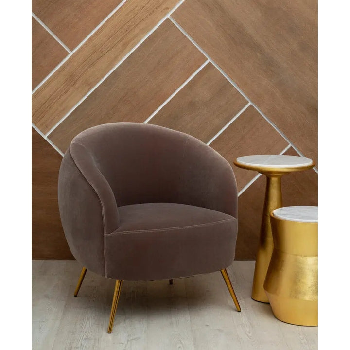 Montreal Mink Velvet Armchair   Nicholas John Interiors
