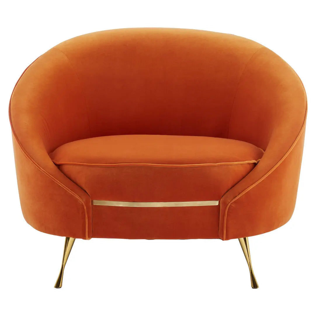 Montreal Orange Velvet Armchair   Nicholas John Interiors