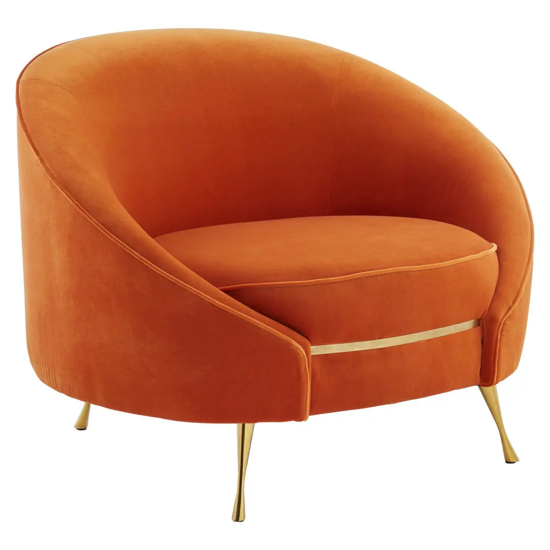Montreal Orange Velvet Armchair   Nicholas John Interiors