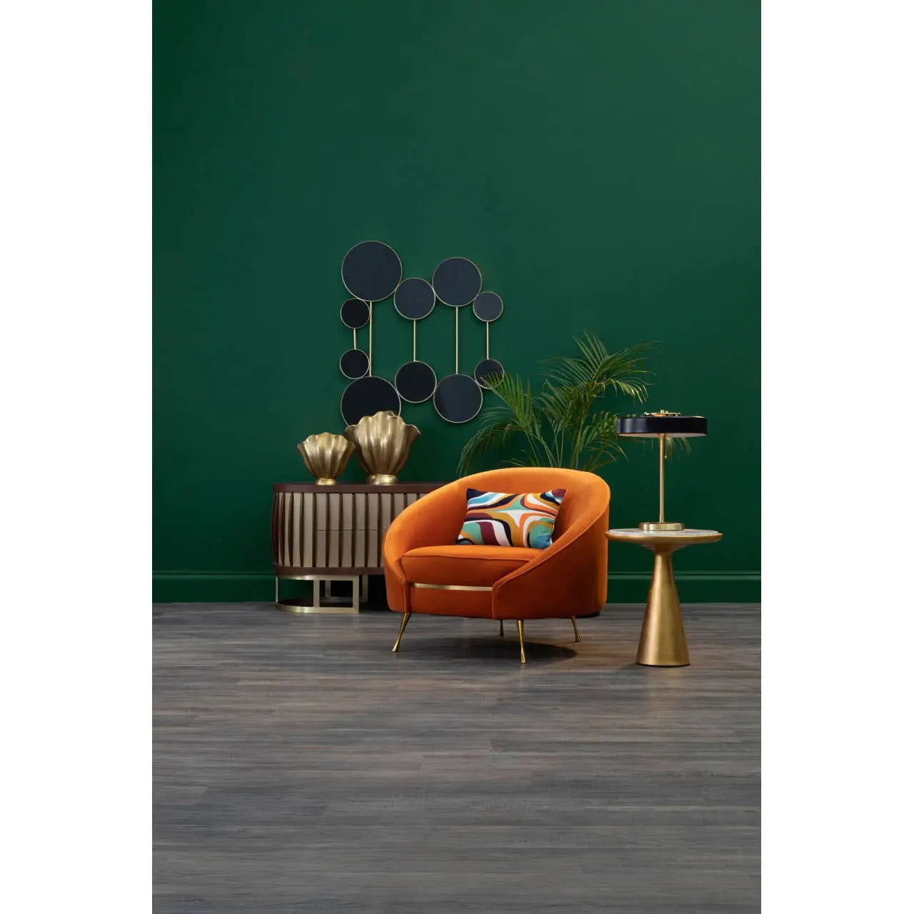 Montreal Orange Velvet Armchair   Nicholas John Interiors