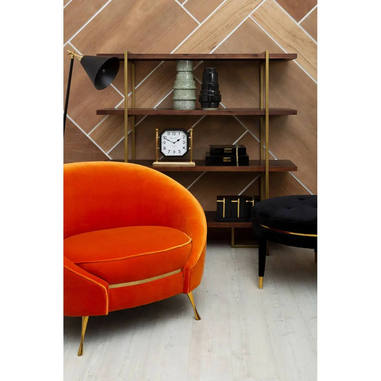 Montreal Orange Velvet Armchair   Nicholas John Interiors