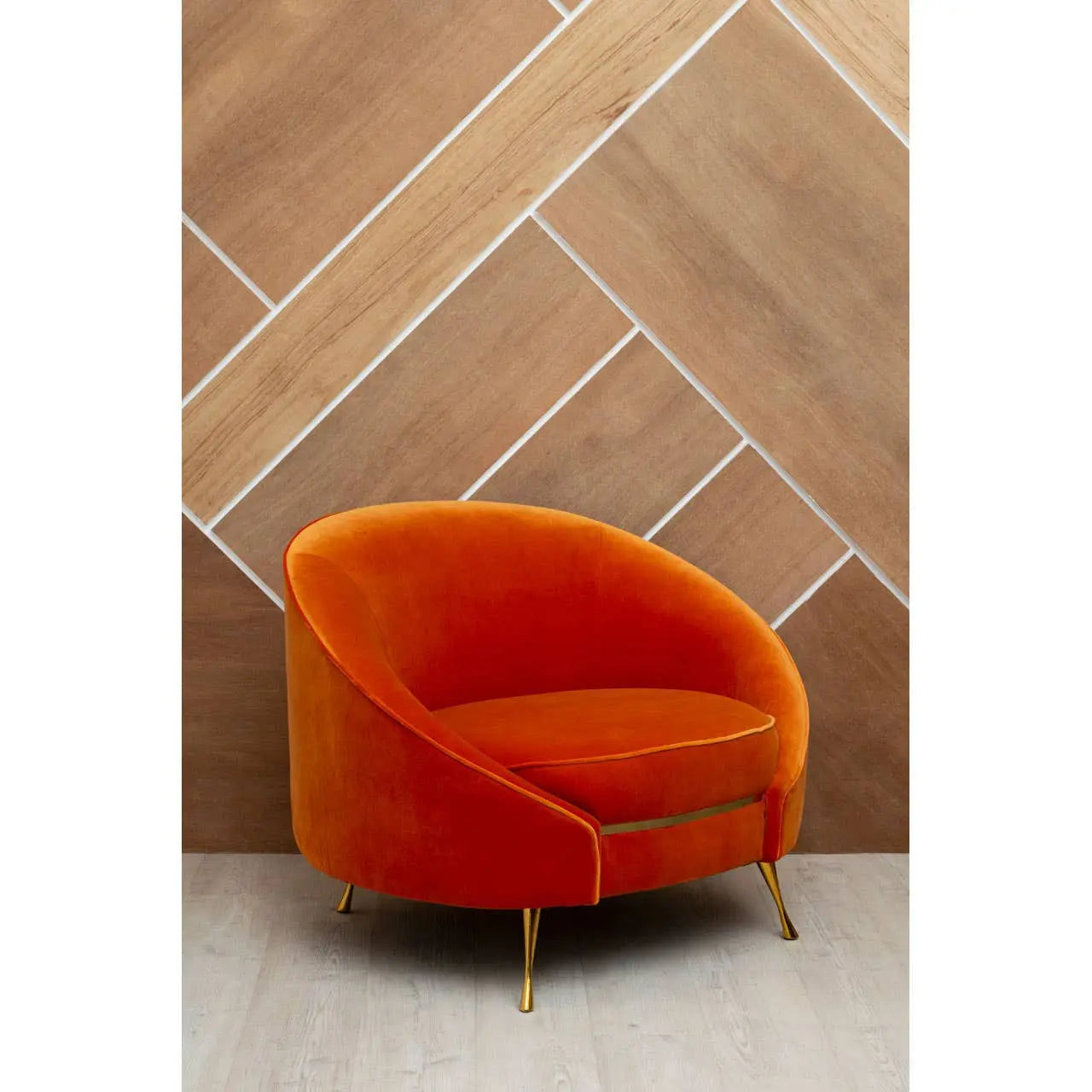 Montreal Orange Velvet Armchair   Nicholas John Interiors