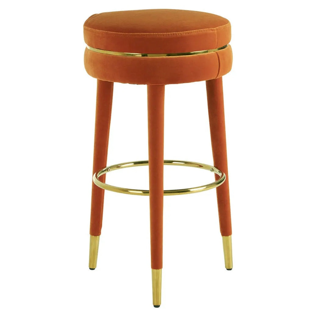 Montreal Orange Velvet Bar Stool   Nicholas John Interiors