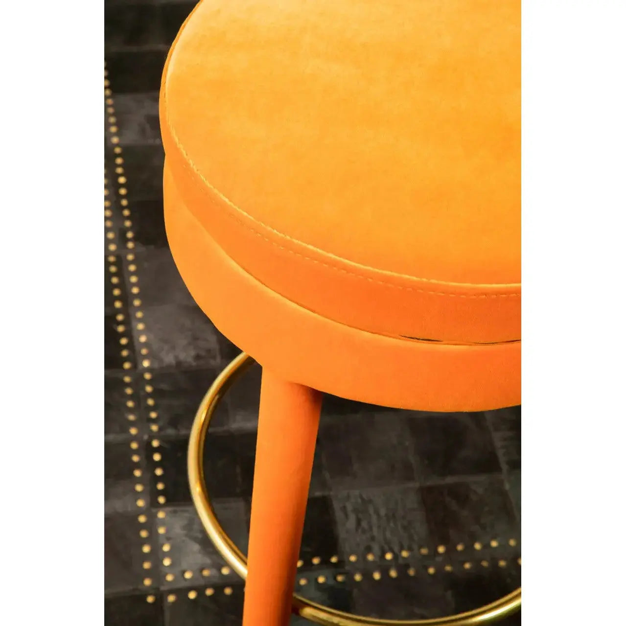 Montreal Orange Velvet Bar Stool   Nicholas John Interiors