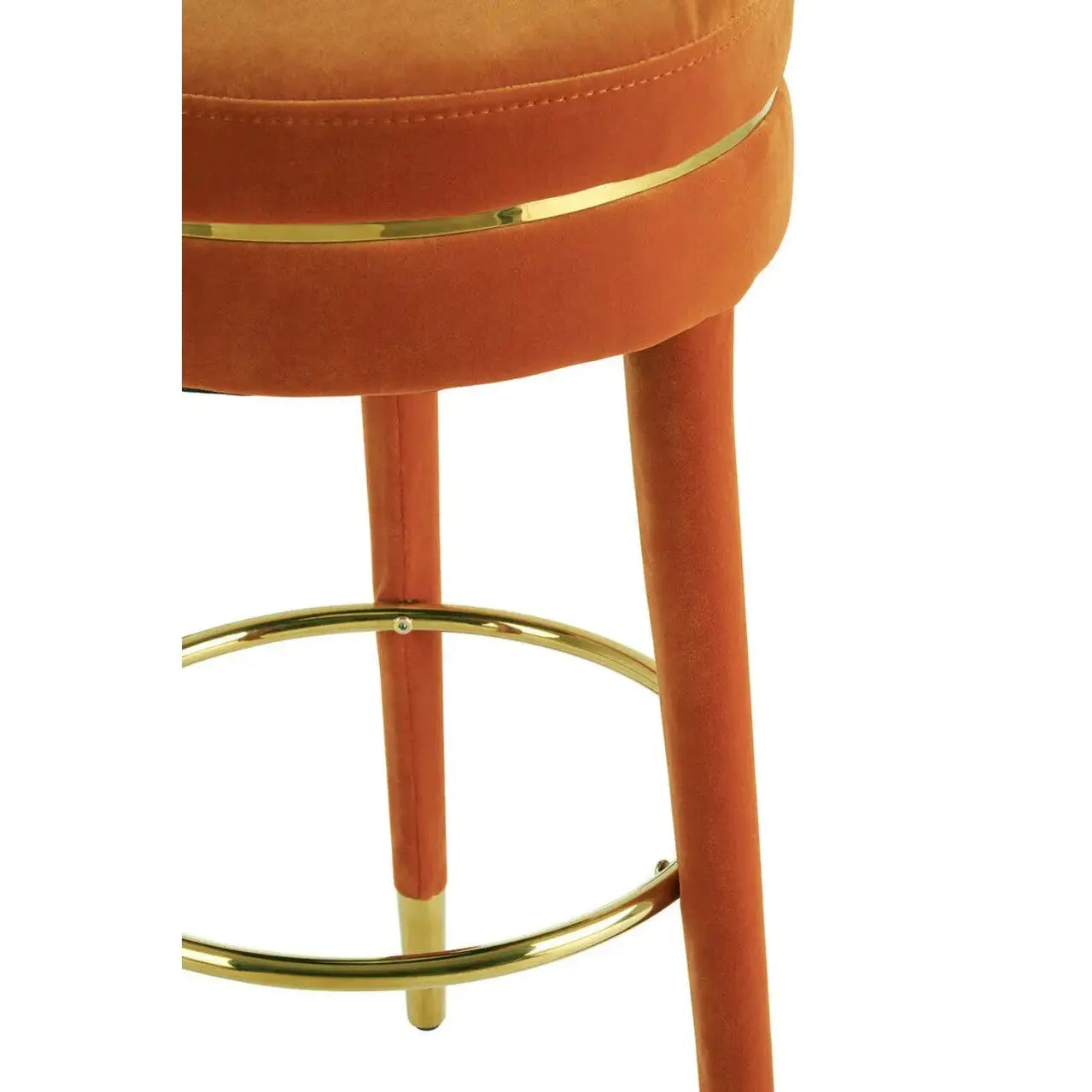 Montreal Orange Velvet Bar Stool   Nicholas John Interiors