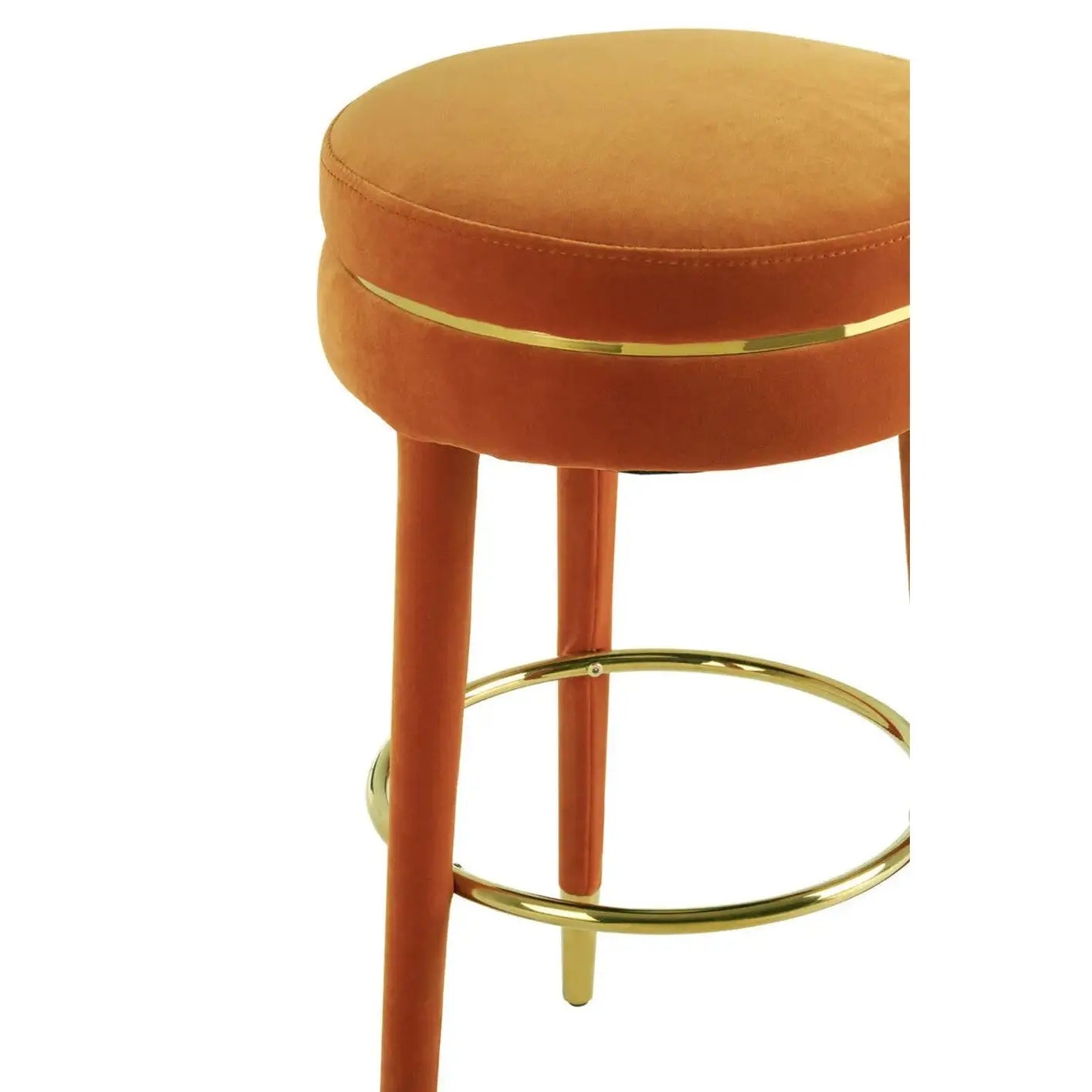 Montreal Orange Velvet Bar Stool   Nicholas John Interiors