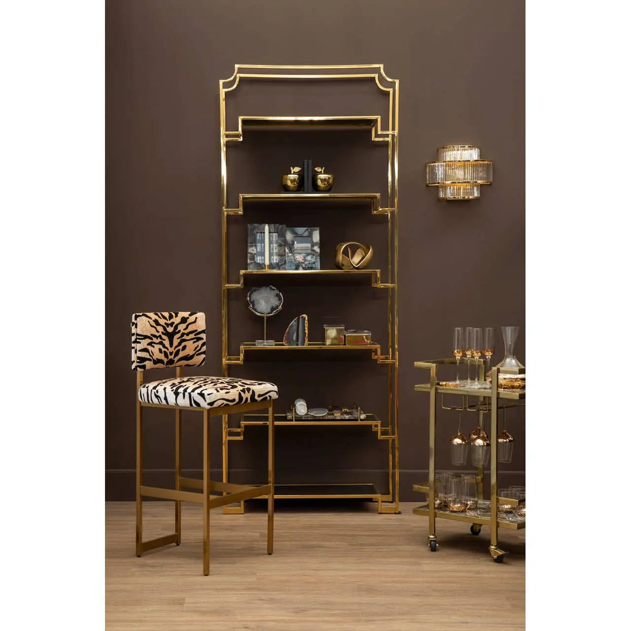 Montreal Tiger Print Bar Stool   Nicholas John Interiors