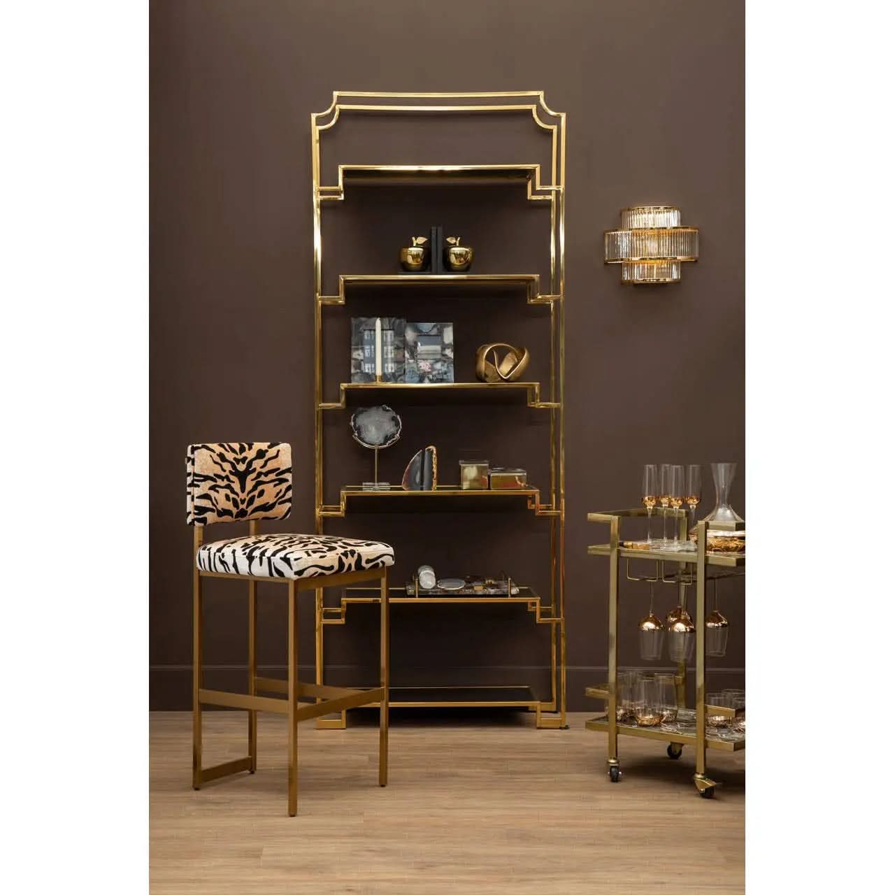 Montreal Tiger Print Bar Stool   Nicholas John Interiors