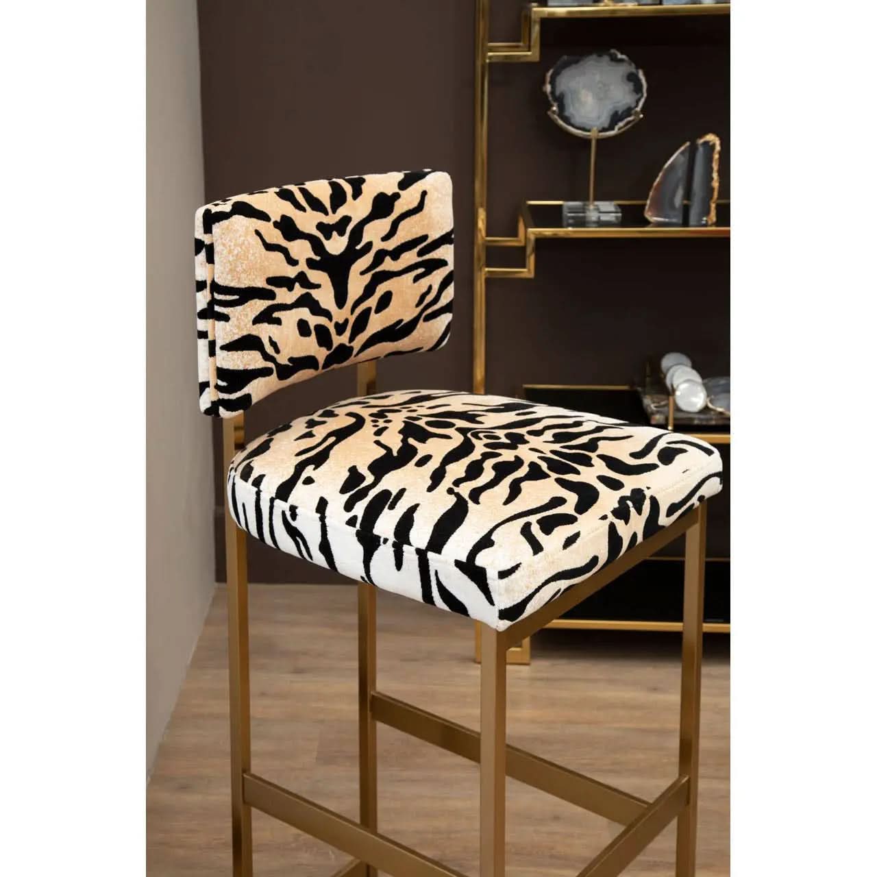 Montreal Tiger Print Bar Stool   Nicholas John Interiors