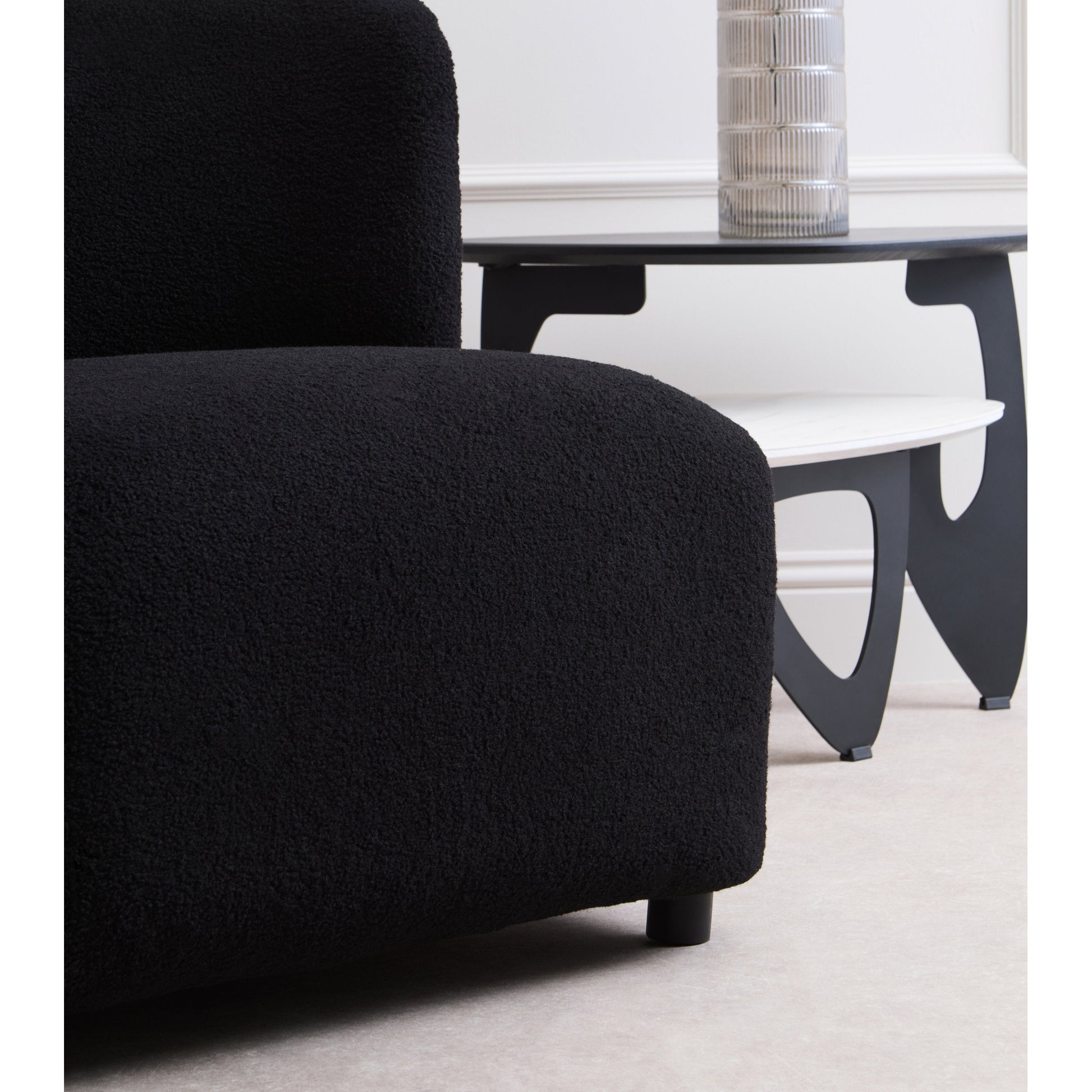 Montrose Black Boucle Effect Armless Lounge Chair  Nicholas John Interiors