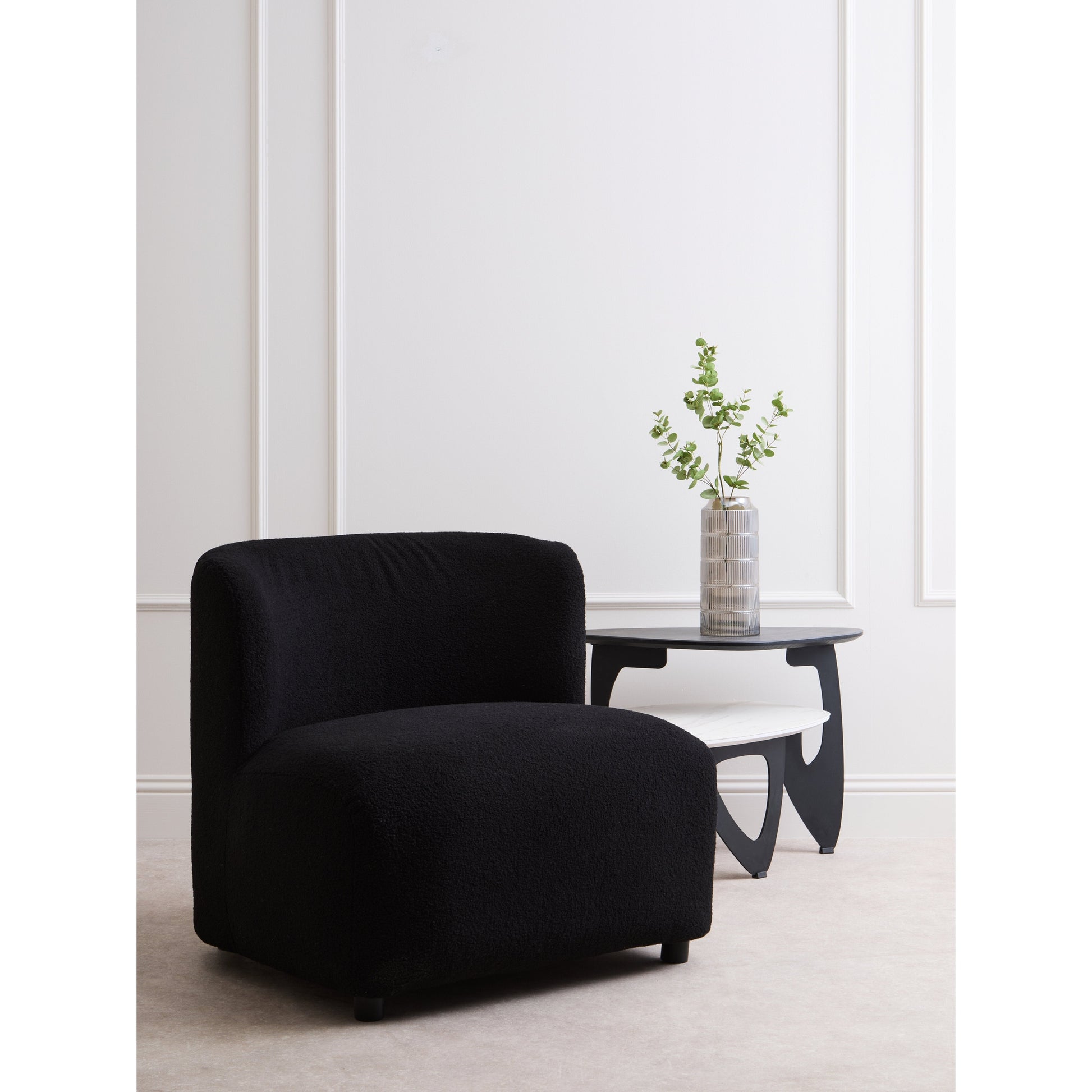 Montrose Black Boucle Effect Armless Lounge Chair  Nicholas John Interiors