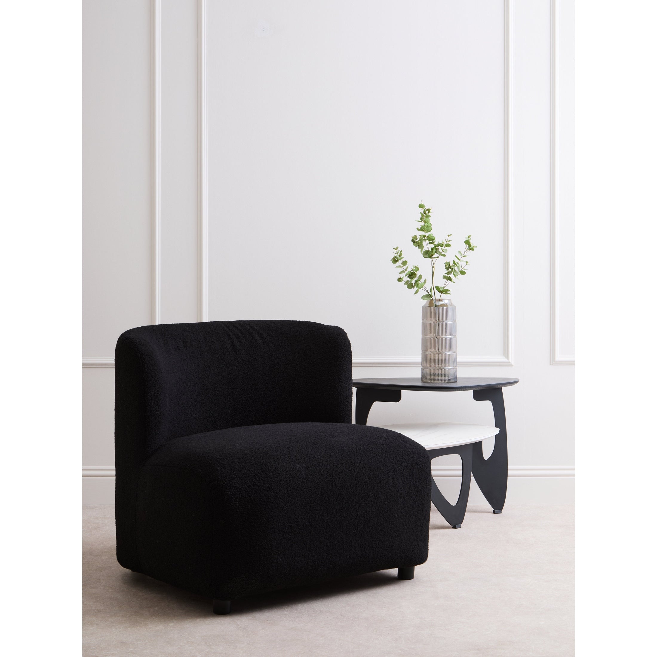 Montrose Black Boucle Effect Armless Lounge Chair  Nicholas John Interiors
