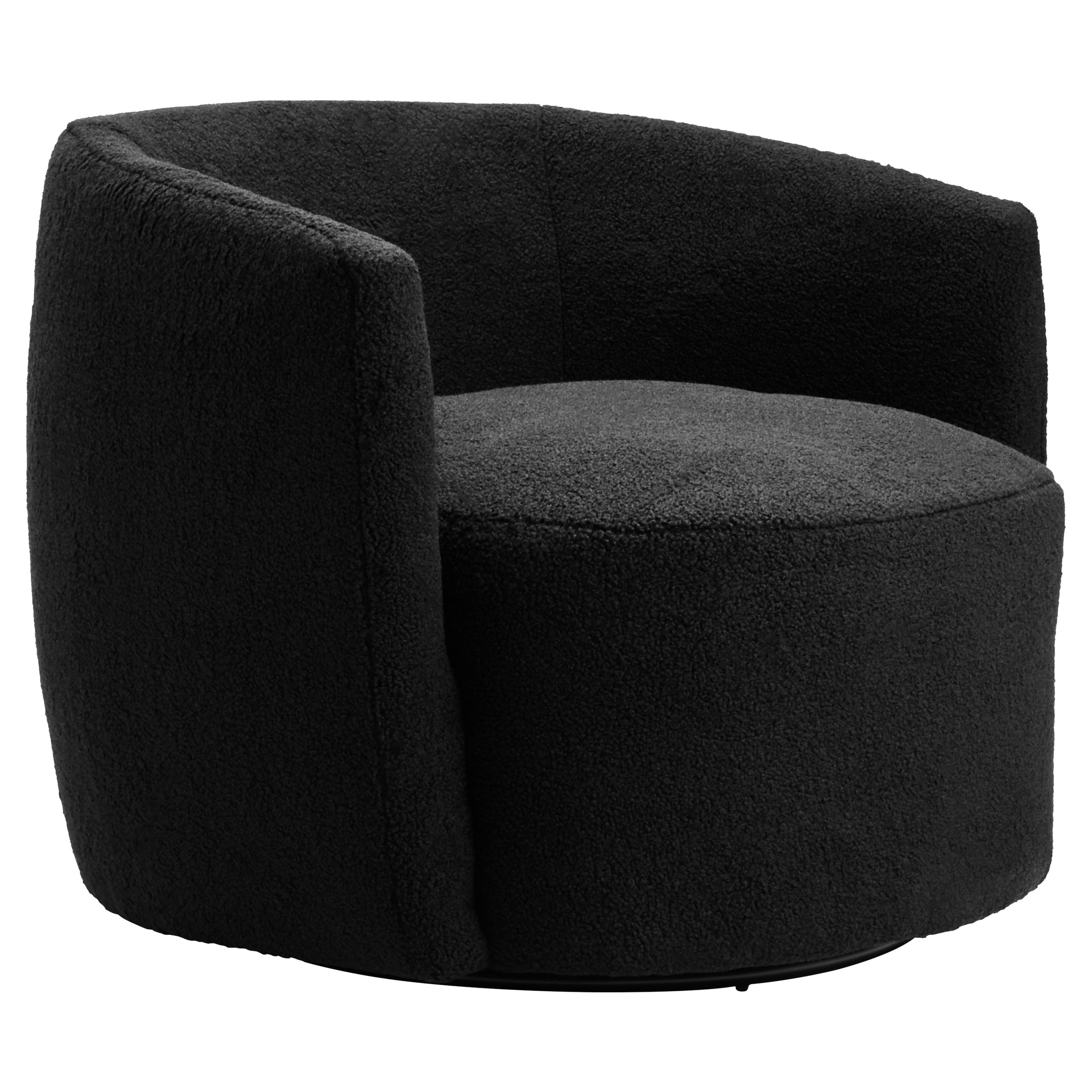 Montrose Black Boucle Effect Curved Lounge Chair With Swivel Base  Nicholas John Interiors