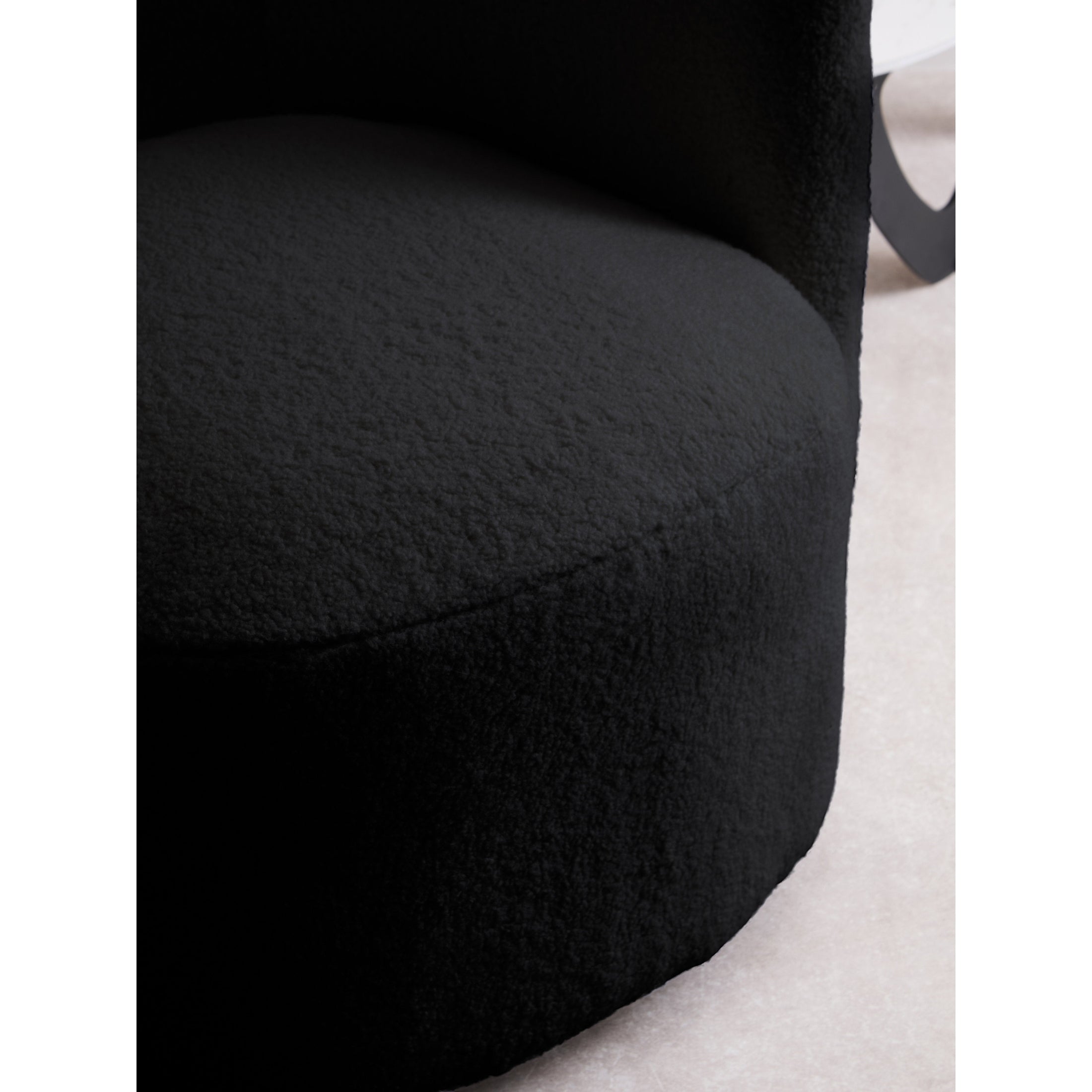 Montrose Black Boucle Effect Curved Lounge Chair With Swivel Base  Nicholas John Interiors
