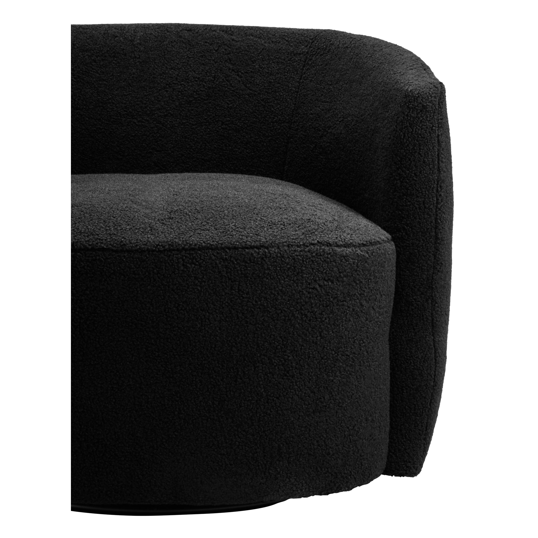 Montrose Black Boucle Effect Curved Lounge Chair With Swivel Base  Nicholas John Interiors