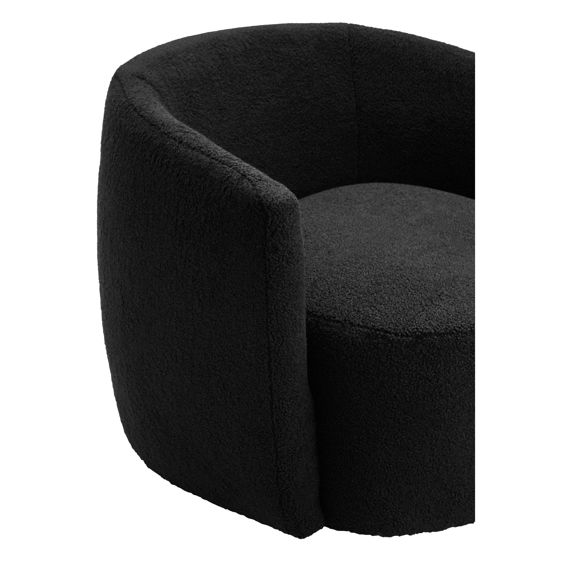 Montrose Black Boucle Effect Curved Lounge Chair With Swivel Base  Nicholas John Interiors