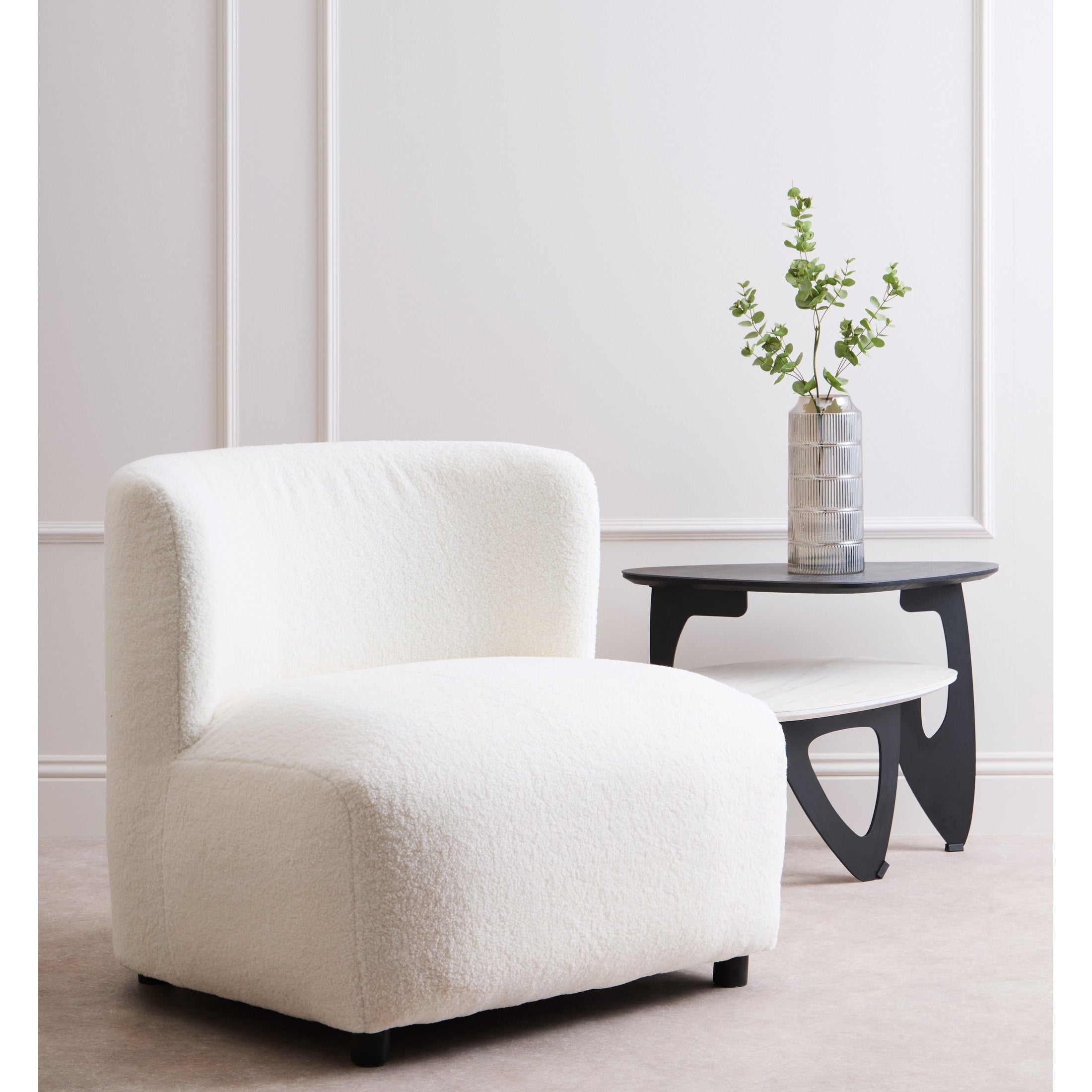 Montrose Ivory Boucle Effect Armless Lounge Chair  Nicholas John Interiors