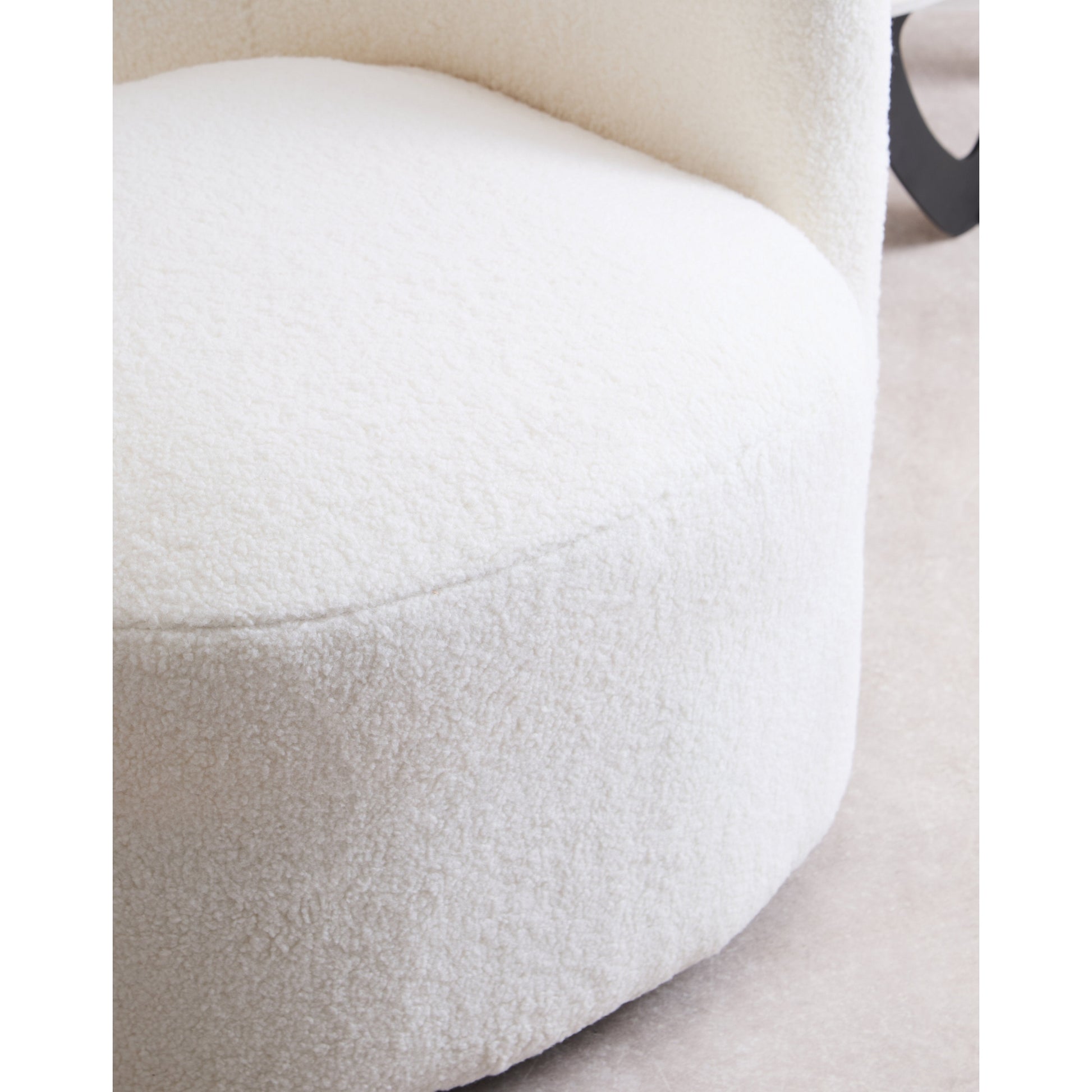 Montrose Ivory Boucle Effect Curved Lounge Chair With Swivel Base  Nicholas John Interiors