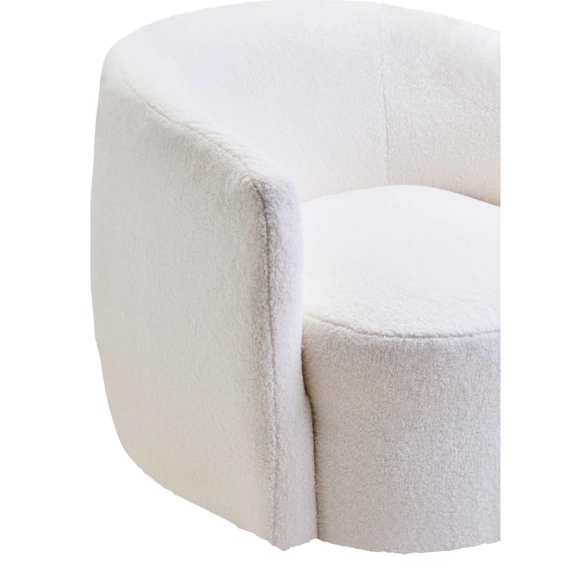 Montrose Ivory Boucle Effect Curved Lounge Chair With Swivel Base  Nicholas John Interiors