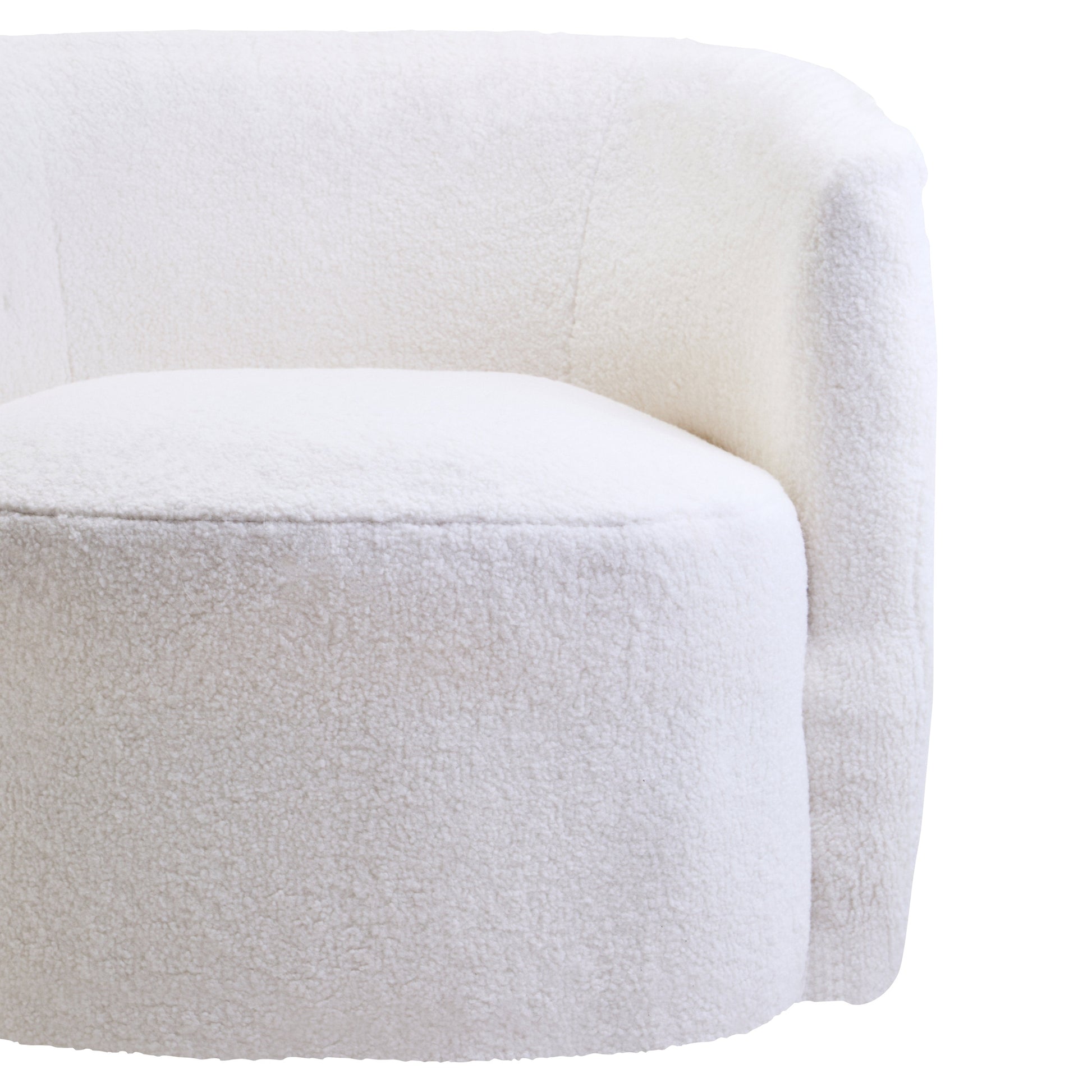 Montrose Ivory Boucle Effect Curved Lounge Chair With Swivel Base  Nicholas John Interiors