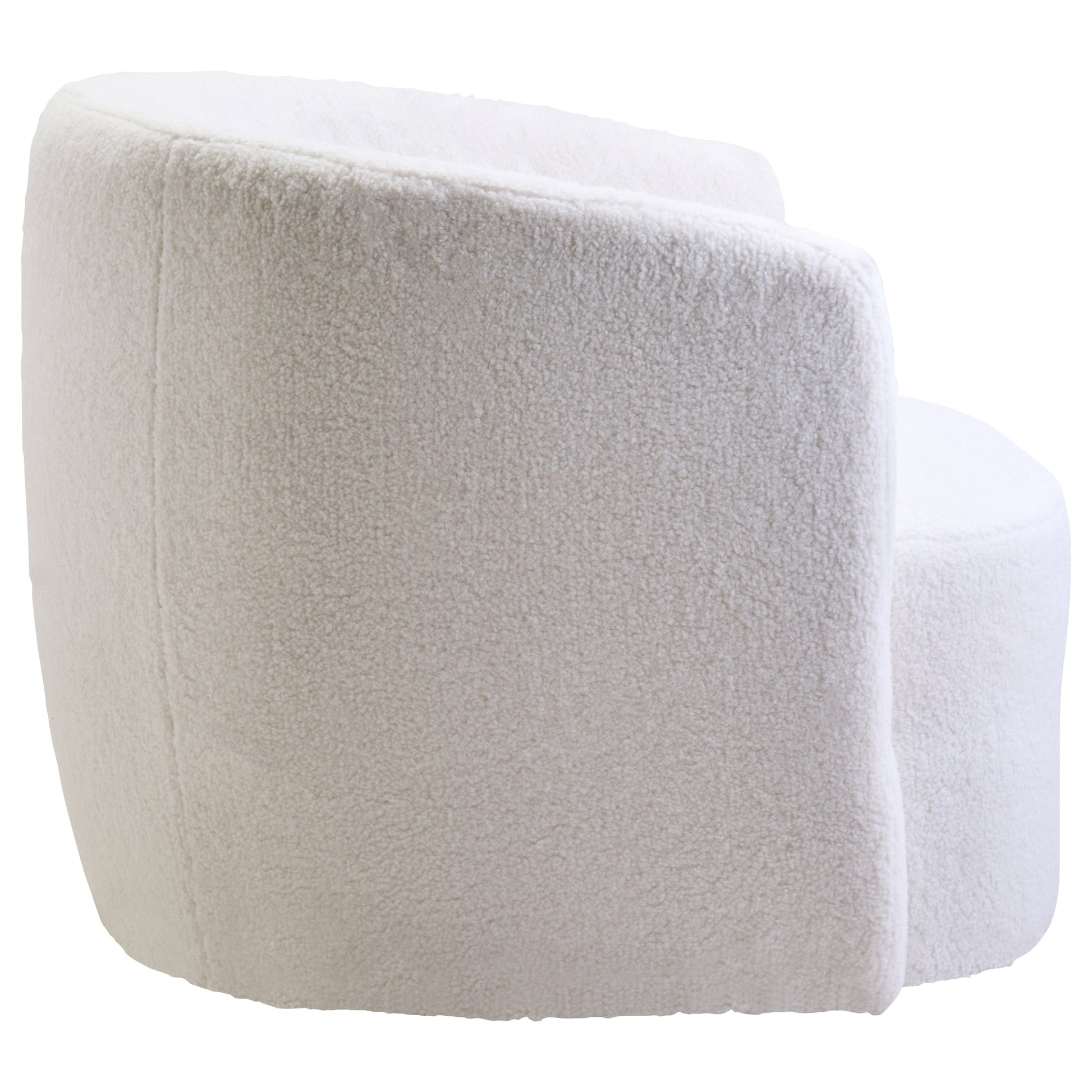 Montrose Ivory Boucle Effect Curved Lounge Chair With Swivel Base  Nicholas John Interiors