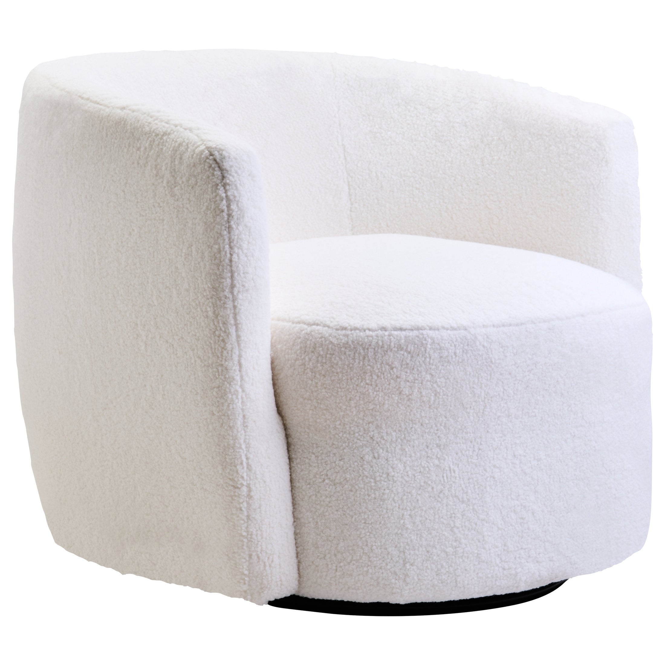 Montrose Ivory Boucle Effect Curved Lounge Chair With Swivel Base  Nicholas John Interiors