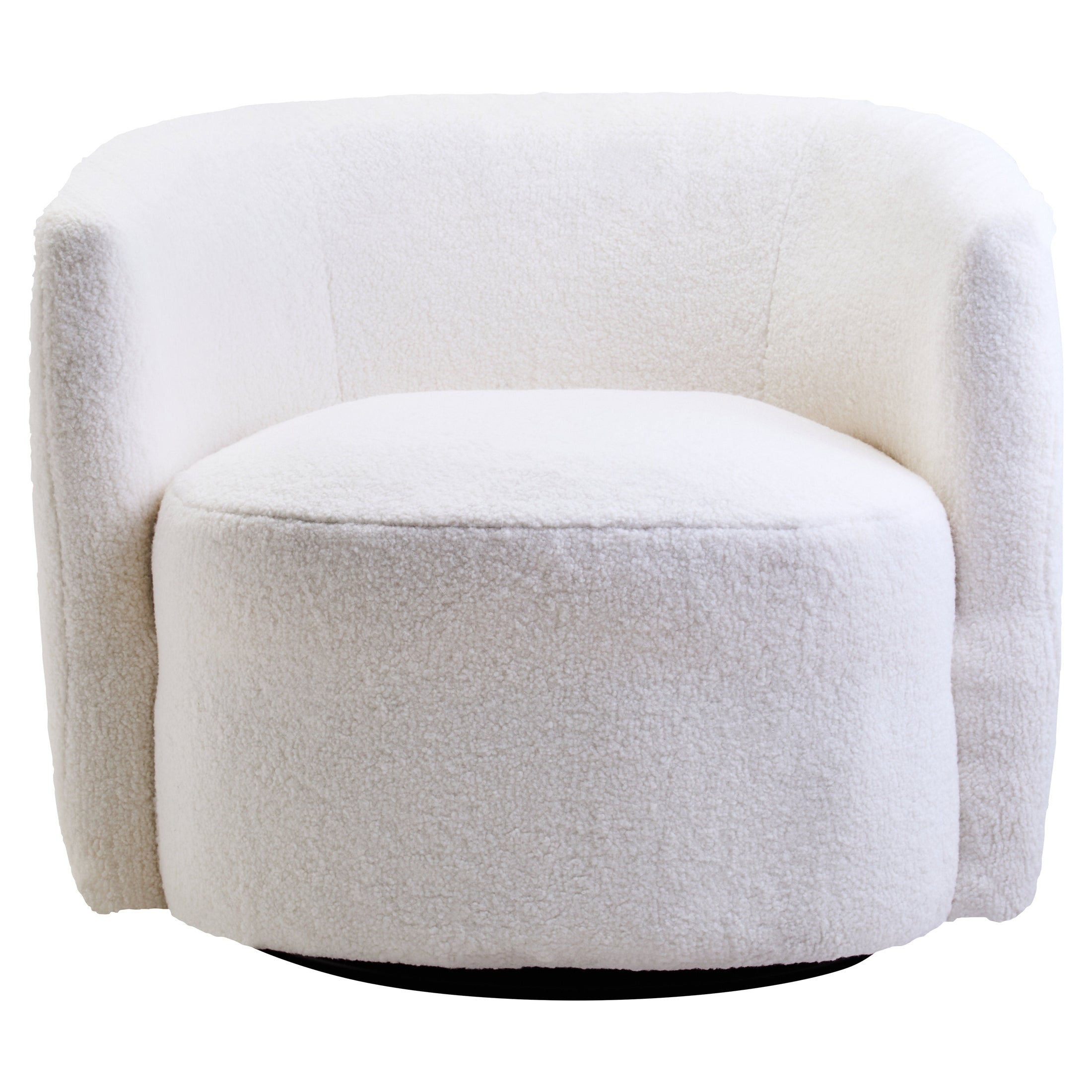 Montrose Ivory Boucle Effect Curved Lounge Chair With Swivel Base  Nicholas John Interiors