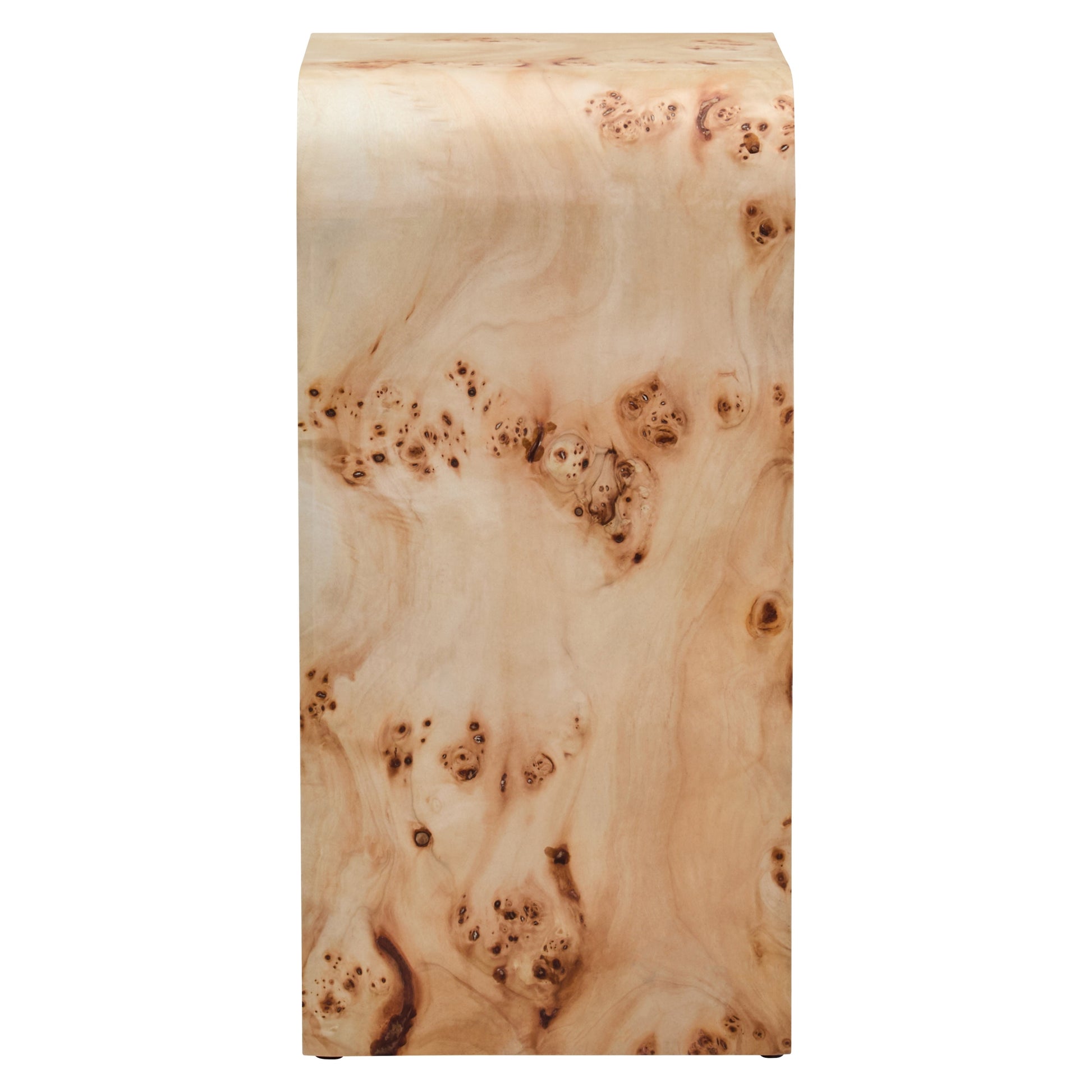 Mota Burl Wood Design Curved Side Table  Nicholas John Interiors