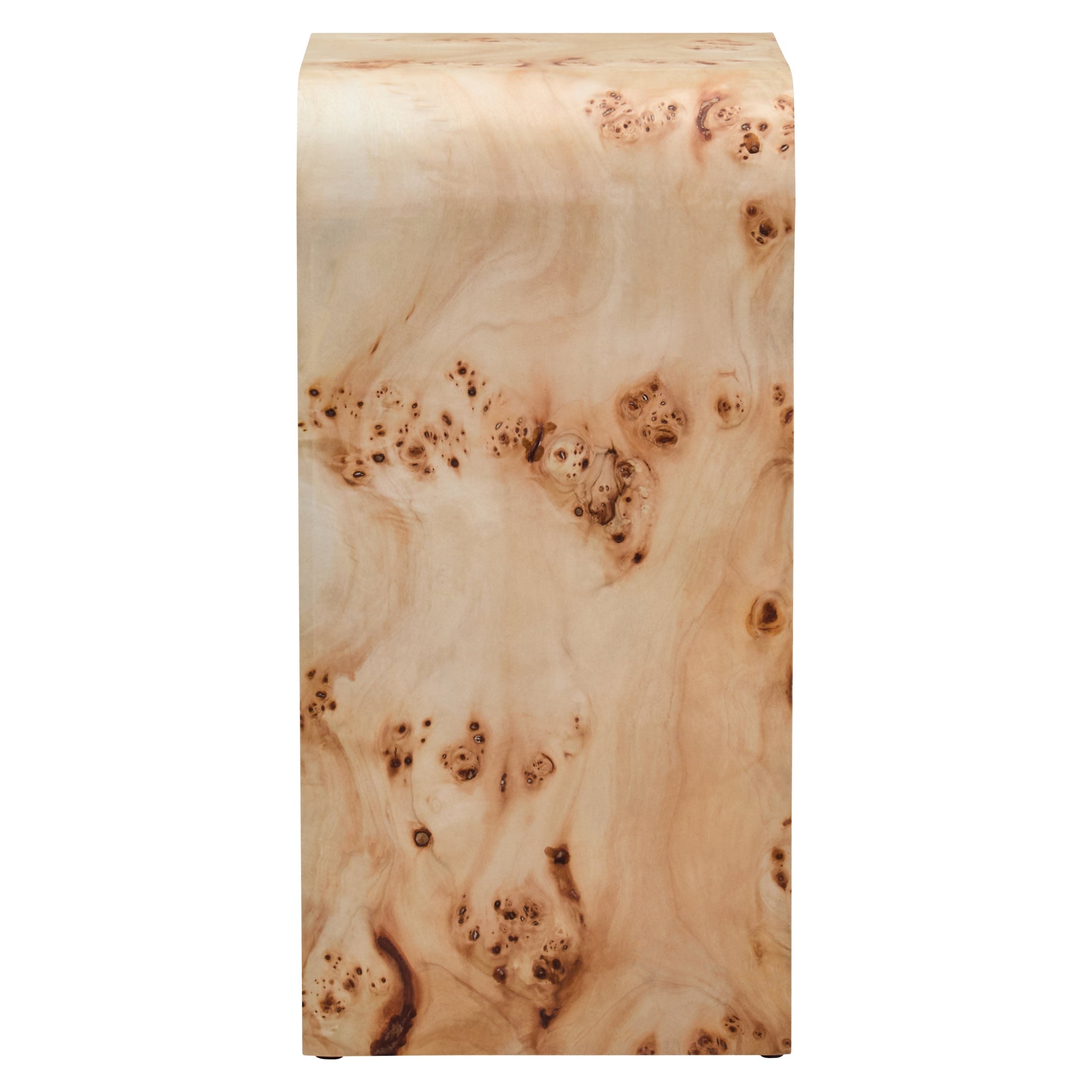 Mota Burl Wood Design Curved Side Table  Nicholas John Interiors