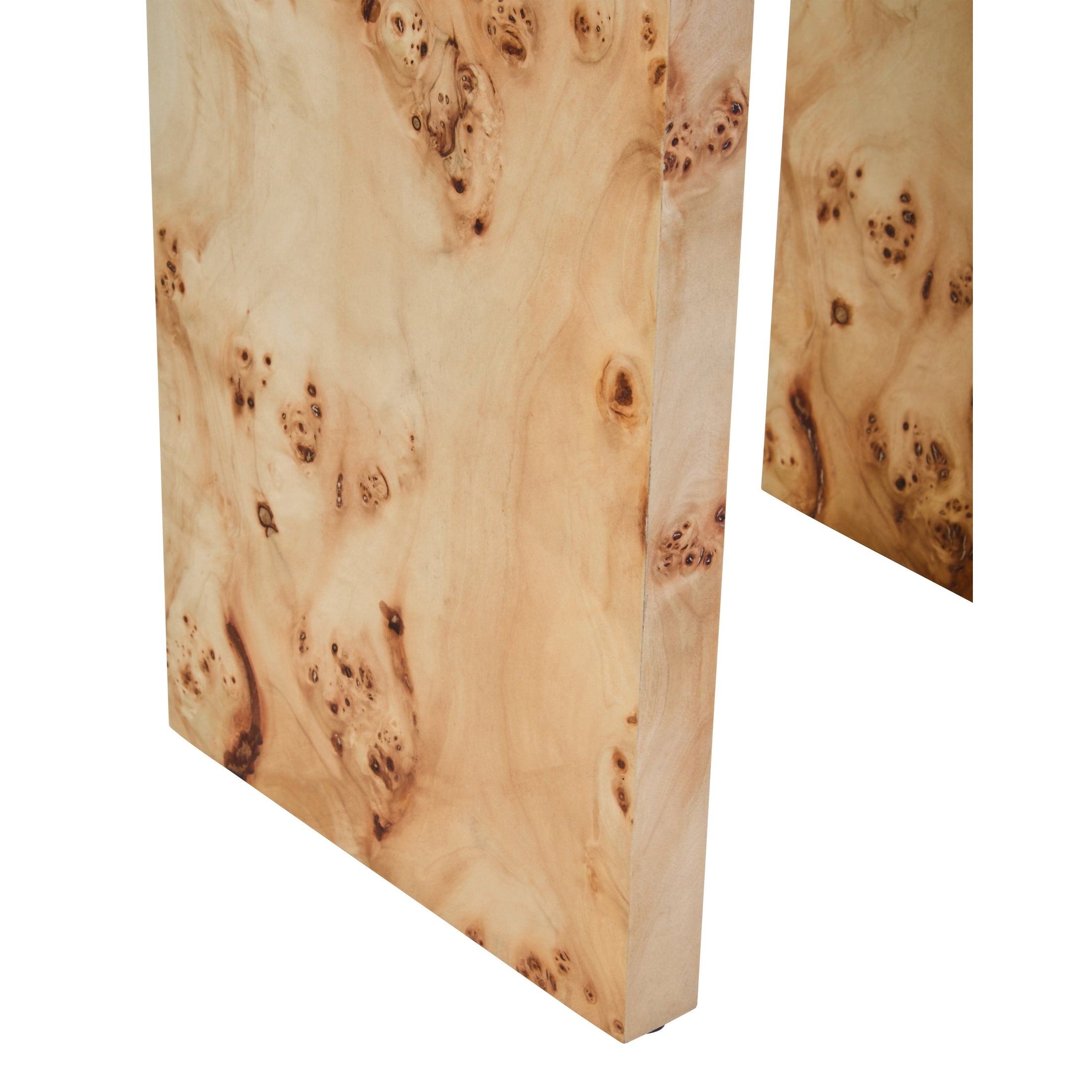 Mota Burl Wood Design Curved Side Table  Nicholas John Interiors