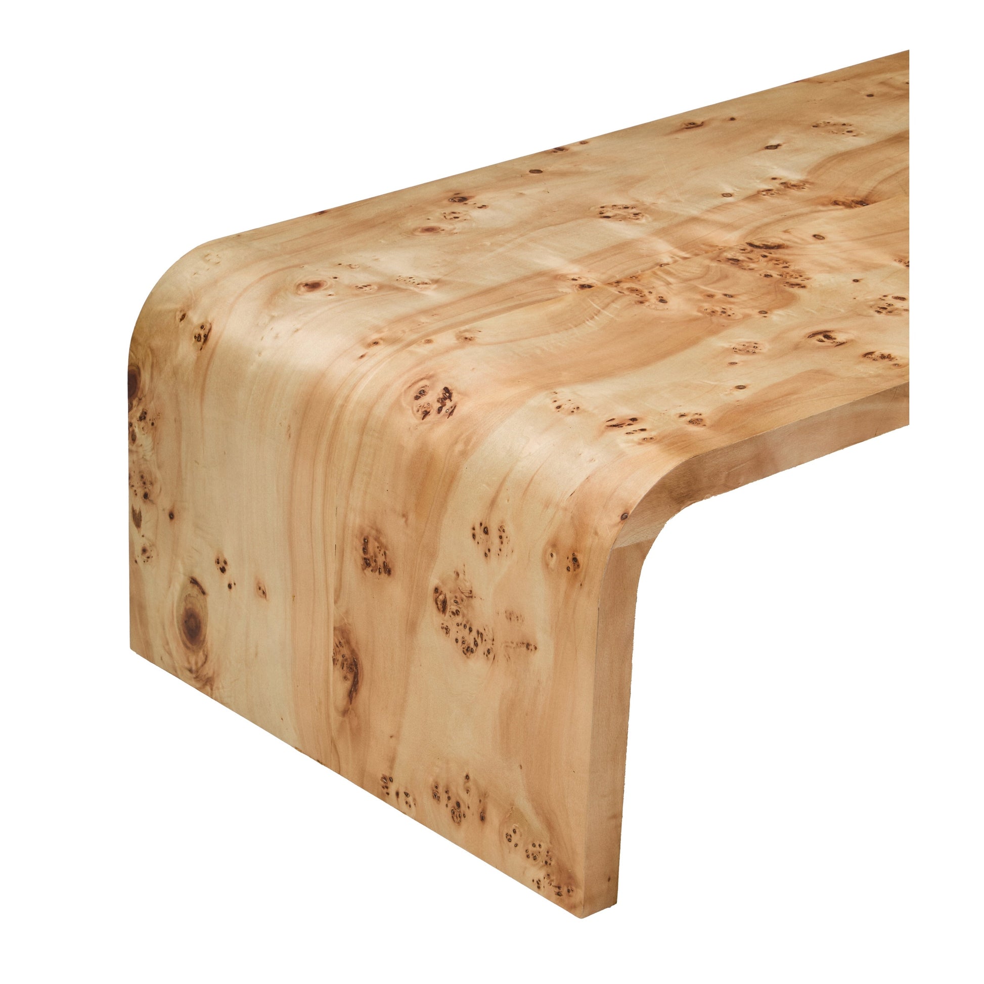 Motara Burl Wood Design Curved Coffee Table  Nicholas John Interiors
