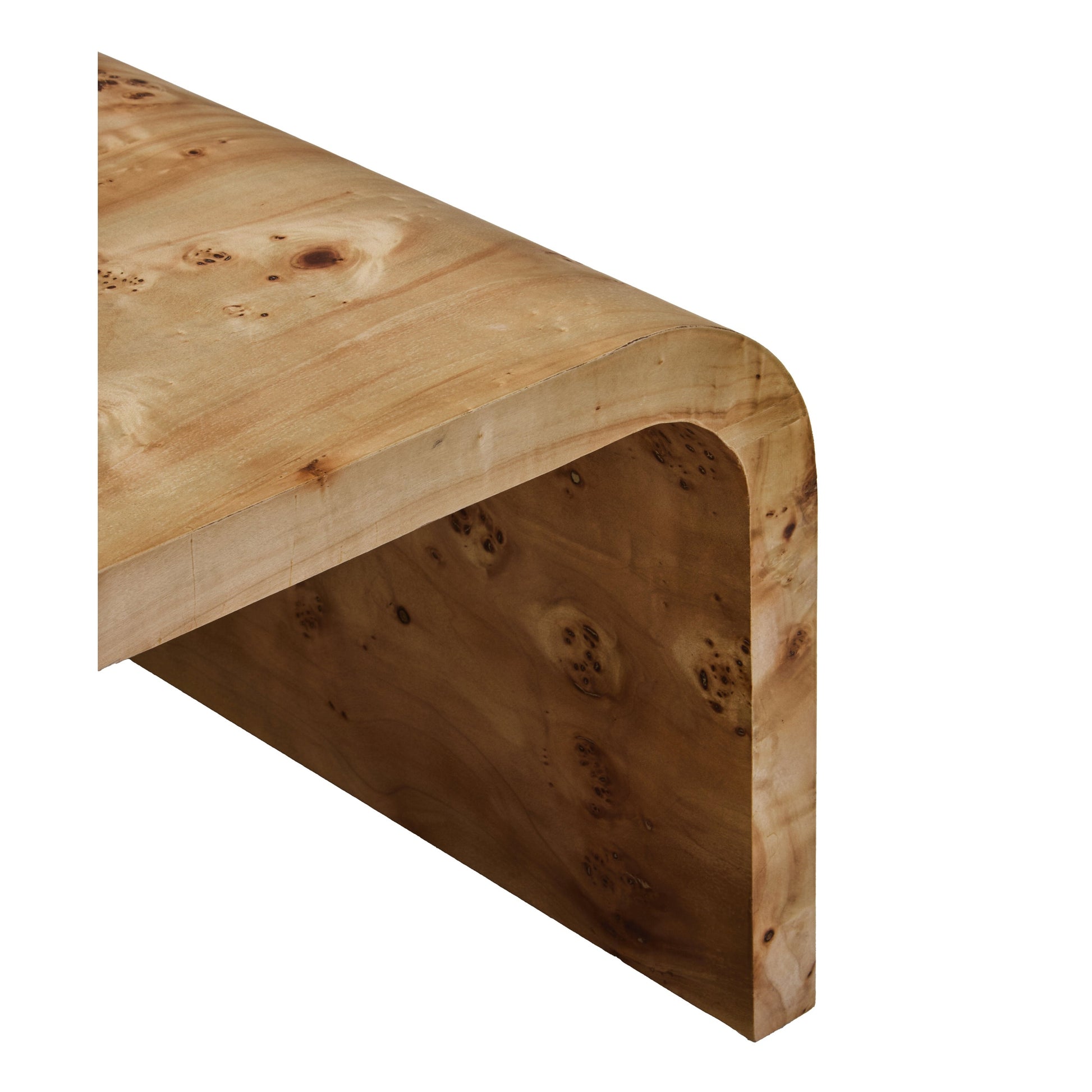 Motara Burl Wood Design Curved Coffee Table  Nicholas John Interiors